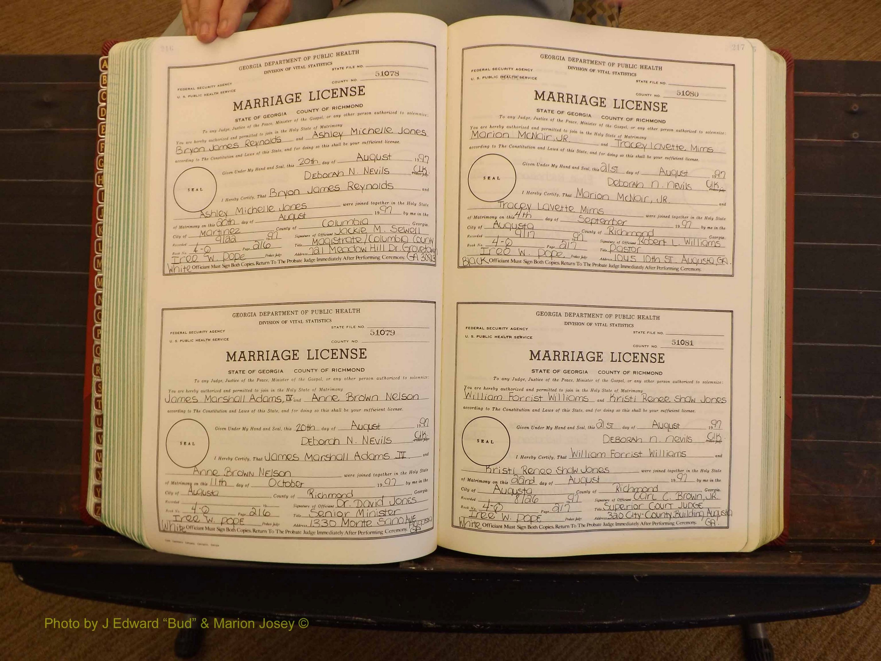 Richmond Marriages, 4Q, 1997-1998 P 216-217.JPG