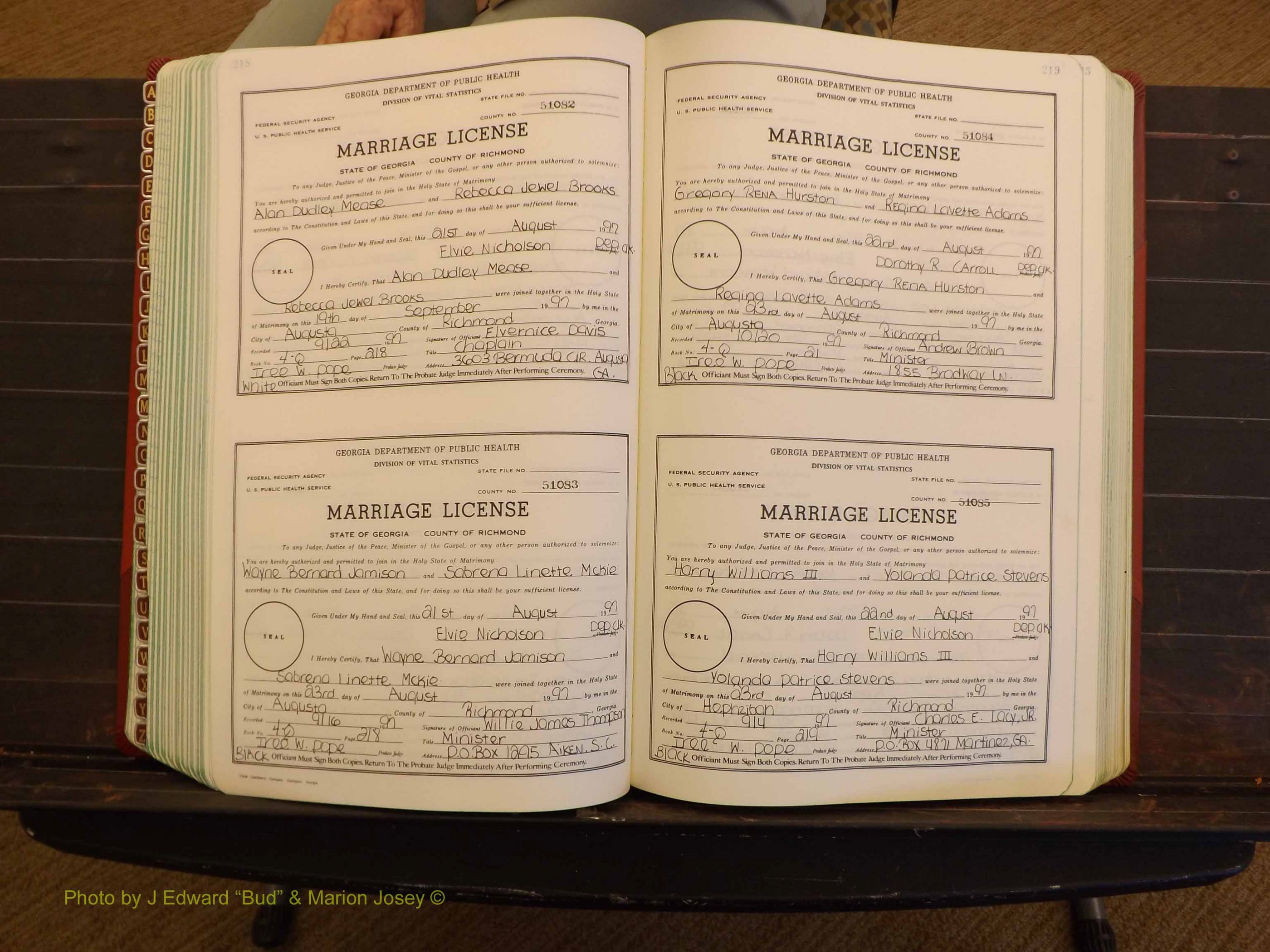 Richmond Marriages, 4Q, 1997-1998 P 218-219.JPG