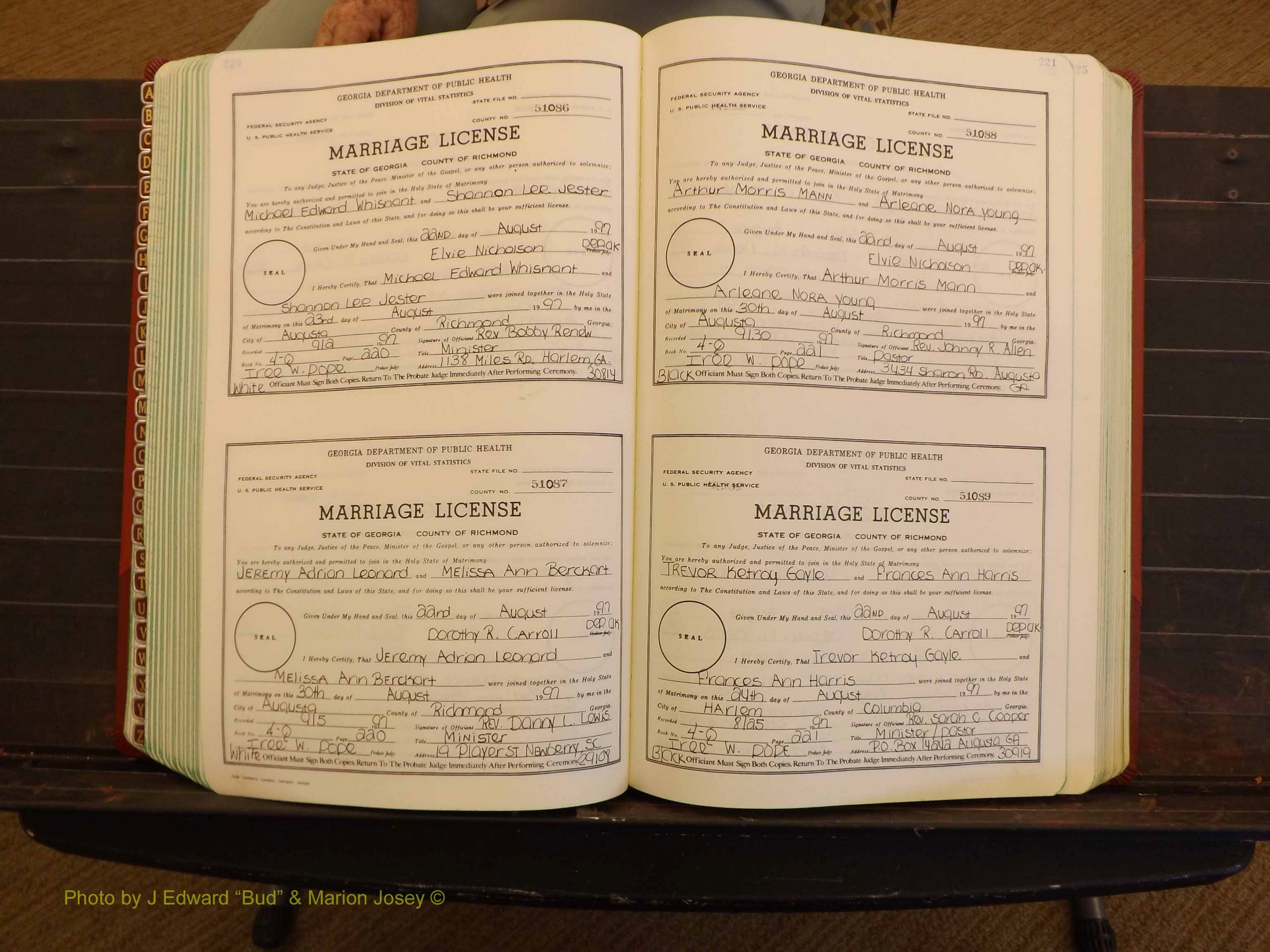 Richmond Marriages, 4Q, 1997-1998 P 220-221.JPG