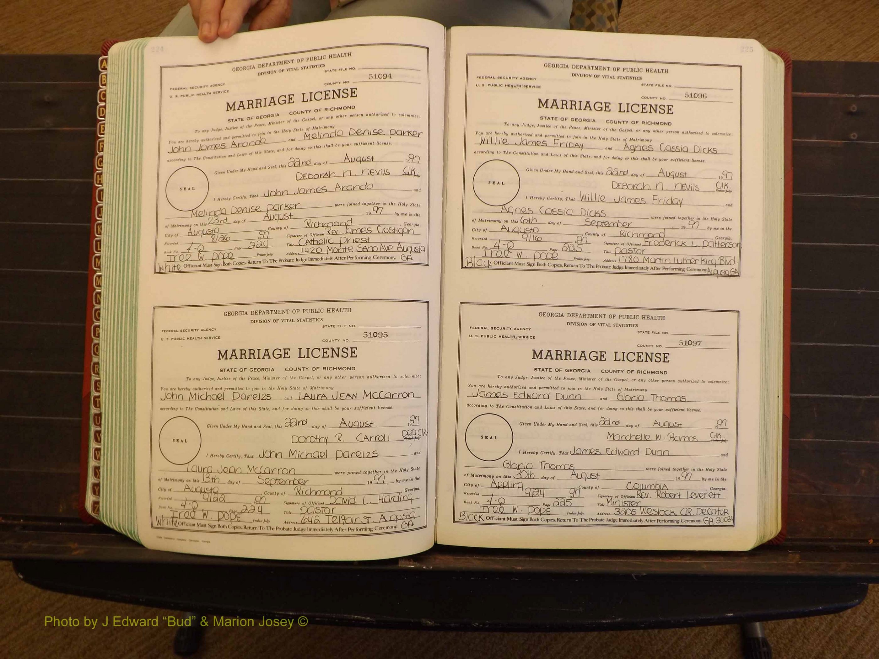 Richmond Marriages, 4Q, 1997-1998 P 224-225.JPG