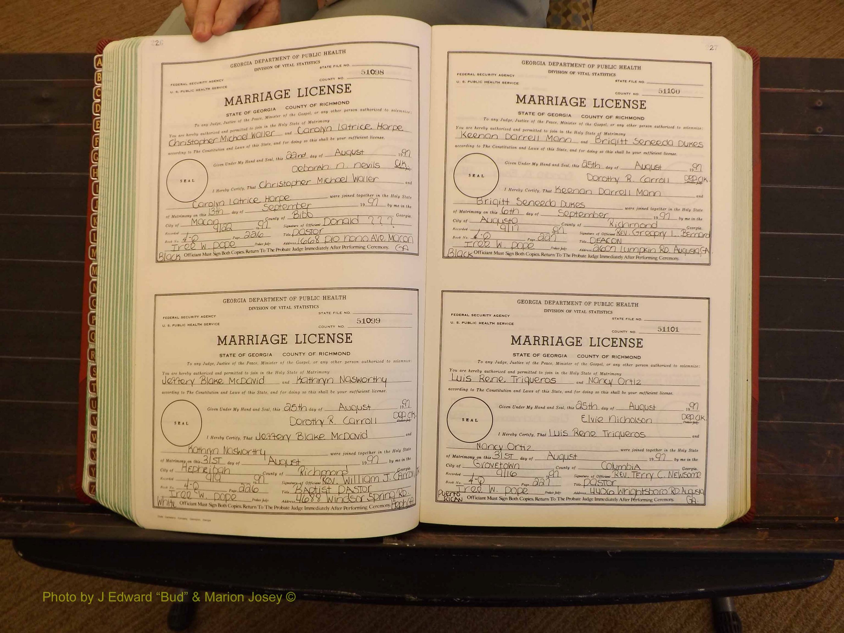 Richmond Marriages, 4Q, 1997-1998 P 226-227.JPG