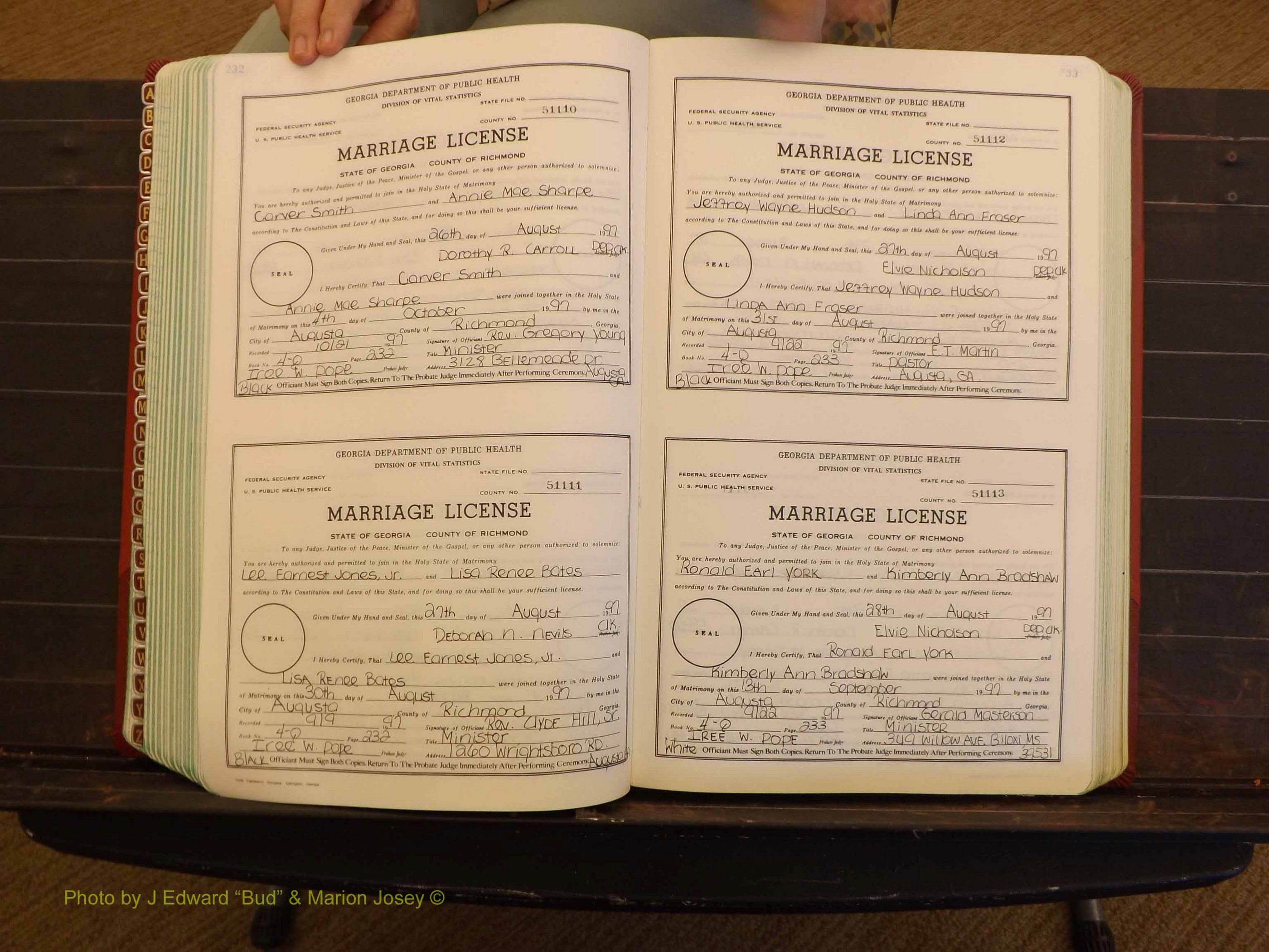 Richmond Marriages, 4Q, 1997-1998 P 232-233.JPG