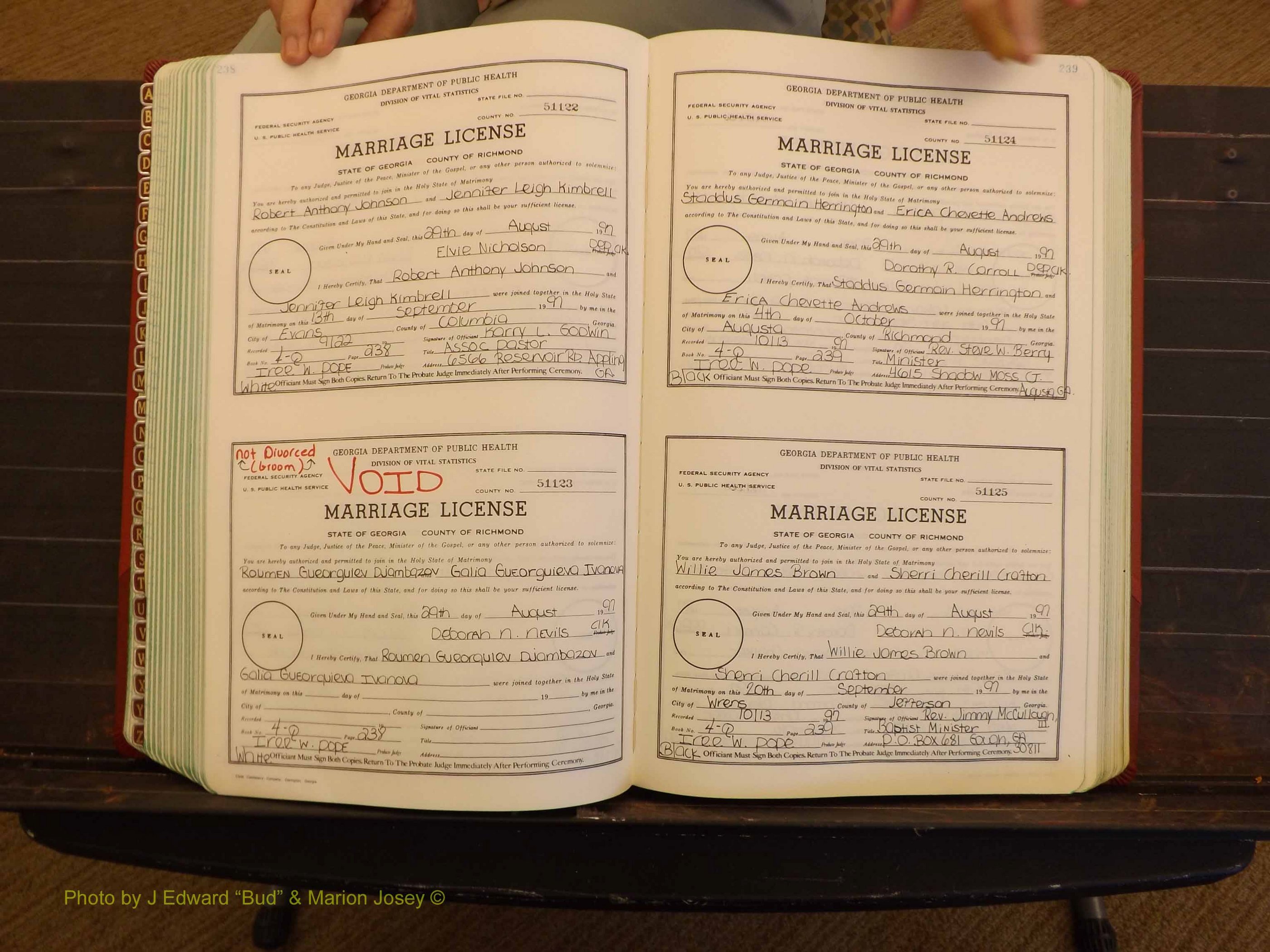 Richmond Marriages, 4Q, 1997-1998 P 238-239.JPG