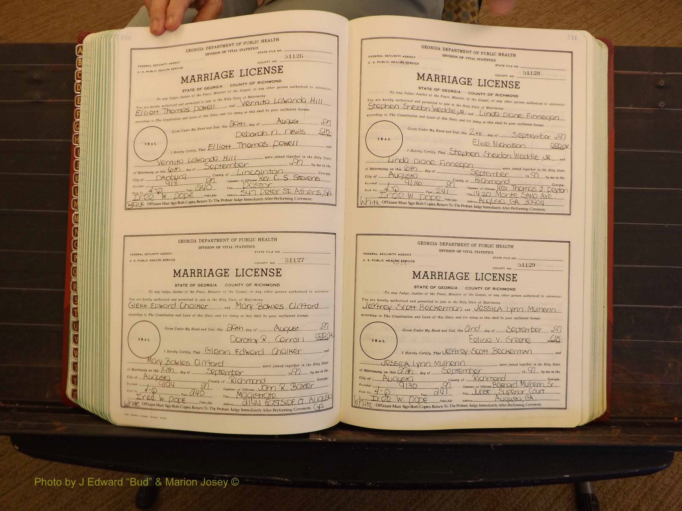 Richmond Marriages, 4Q, 1997-1998 P 240-241.JPG