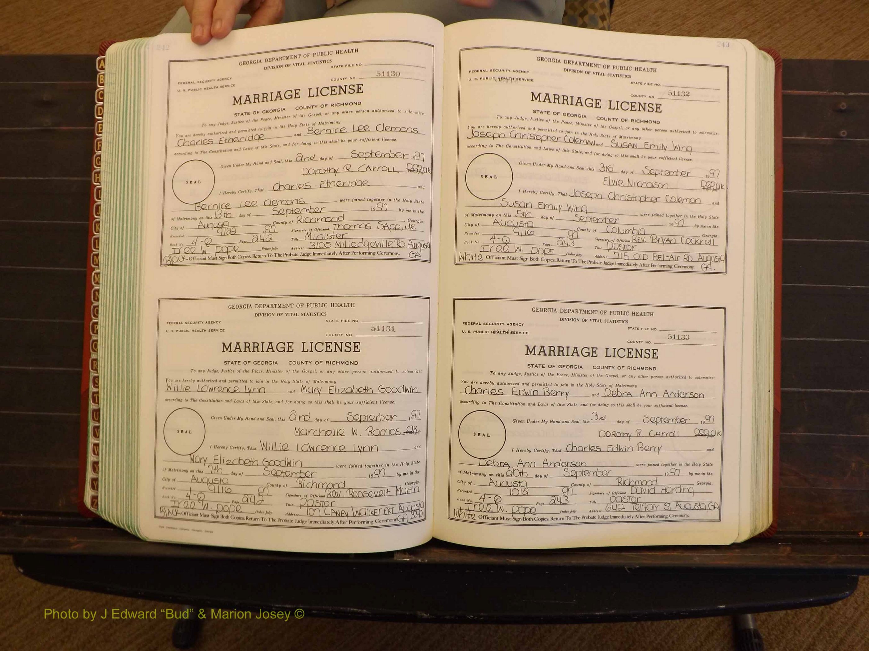 Richmond Marriages, 4Q, 1997-1998 P 242-243.JPG