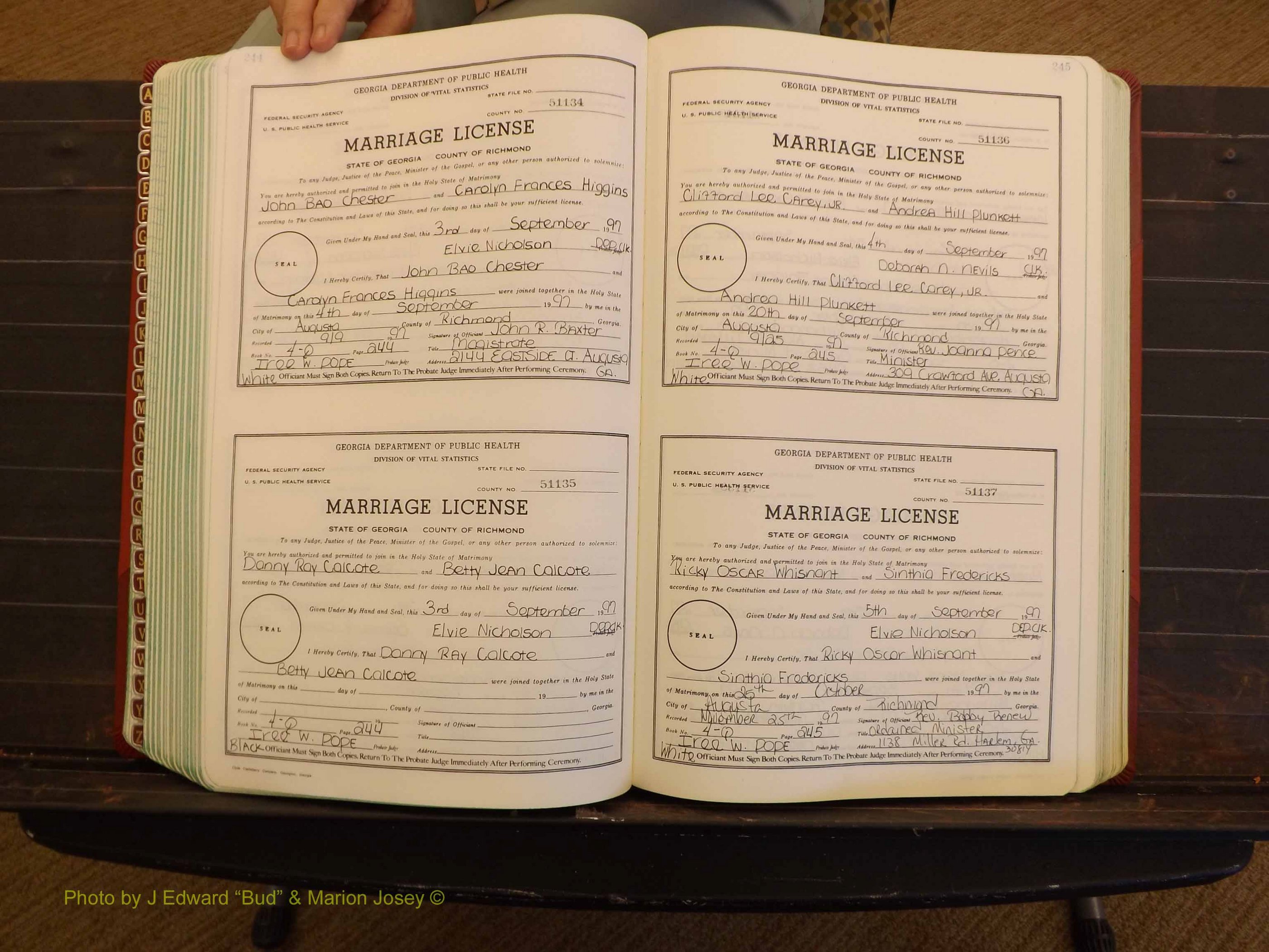 Richmond Marriages, 4Q, 1997-1998 P 244-245.JPG