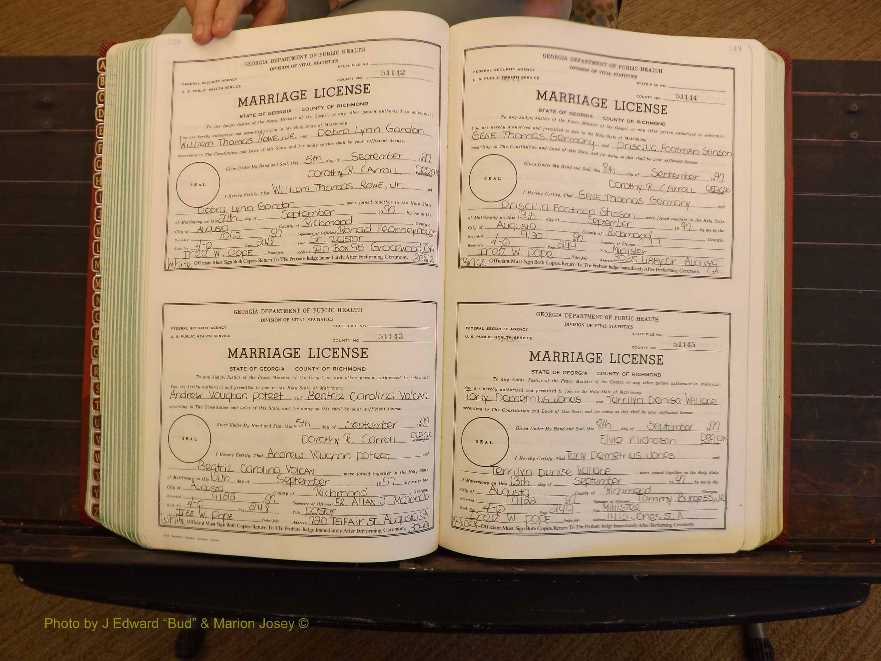 Richmond Marriages, 4Q, 1997-1998 P 248-249.JPG