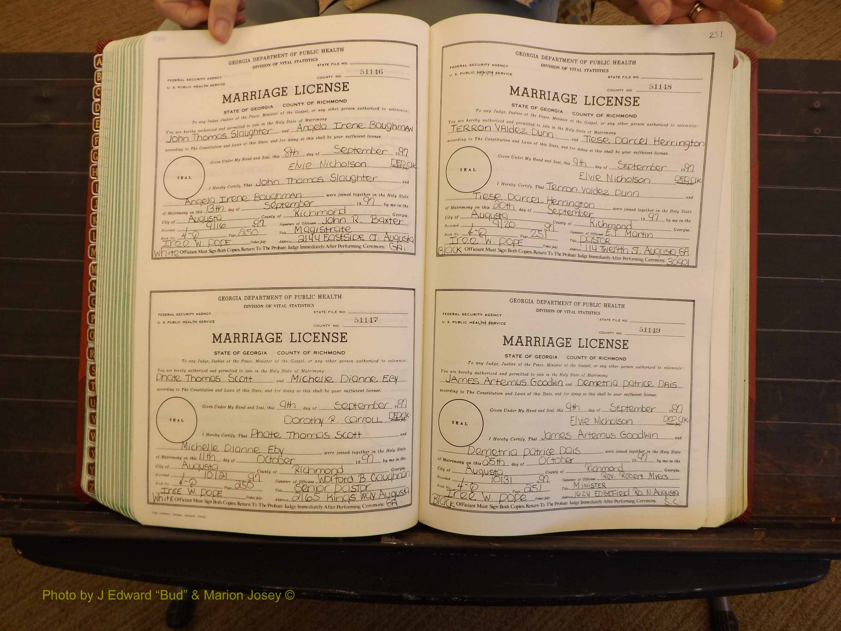 Richmond Marriages, 4Q, 1997-1998 P 250-251.JPG