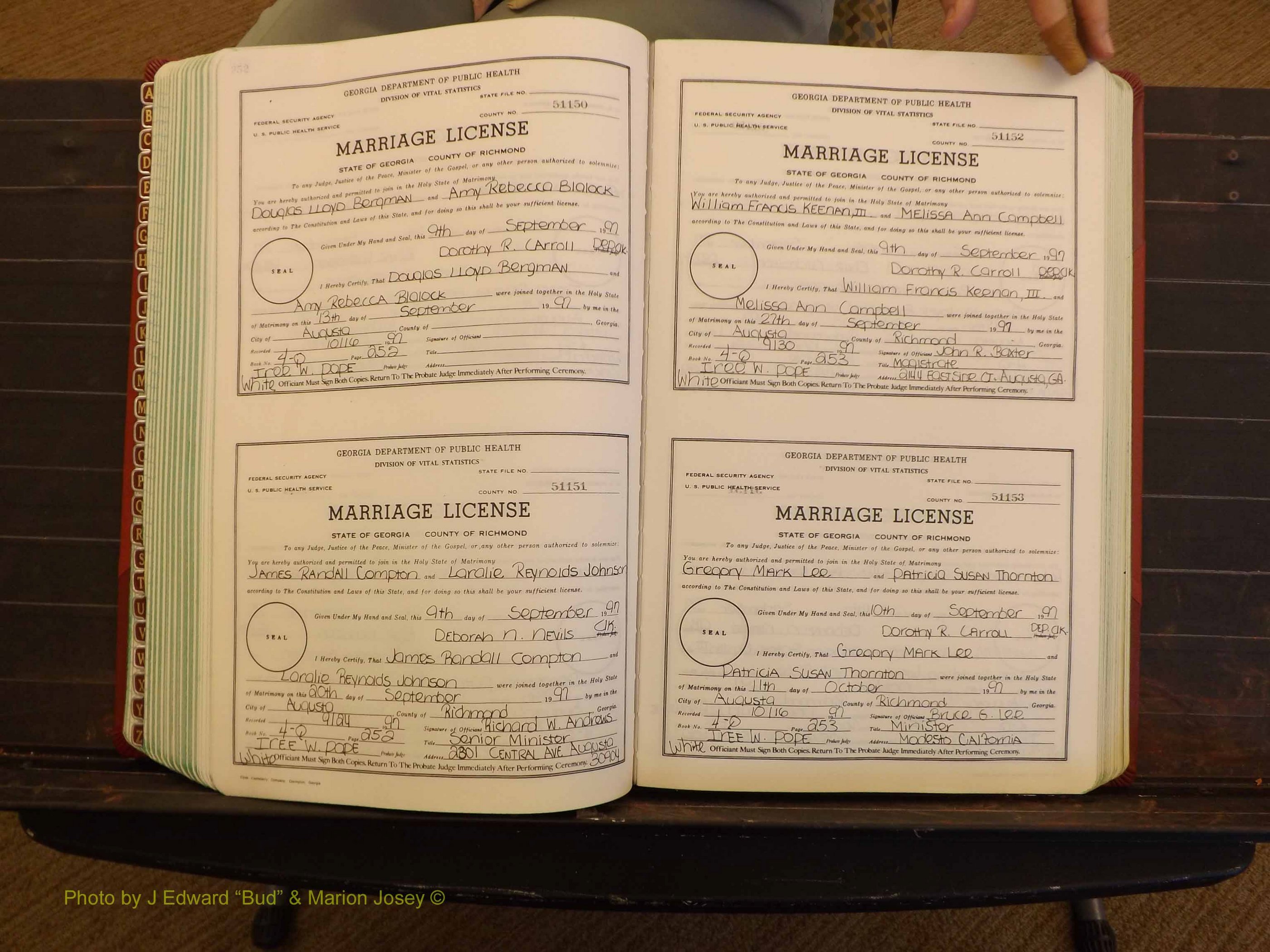 Richmond Marriages, 4Q, 1997-1998 P 252-253.JPG