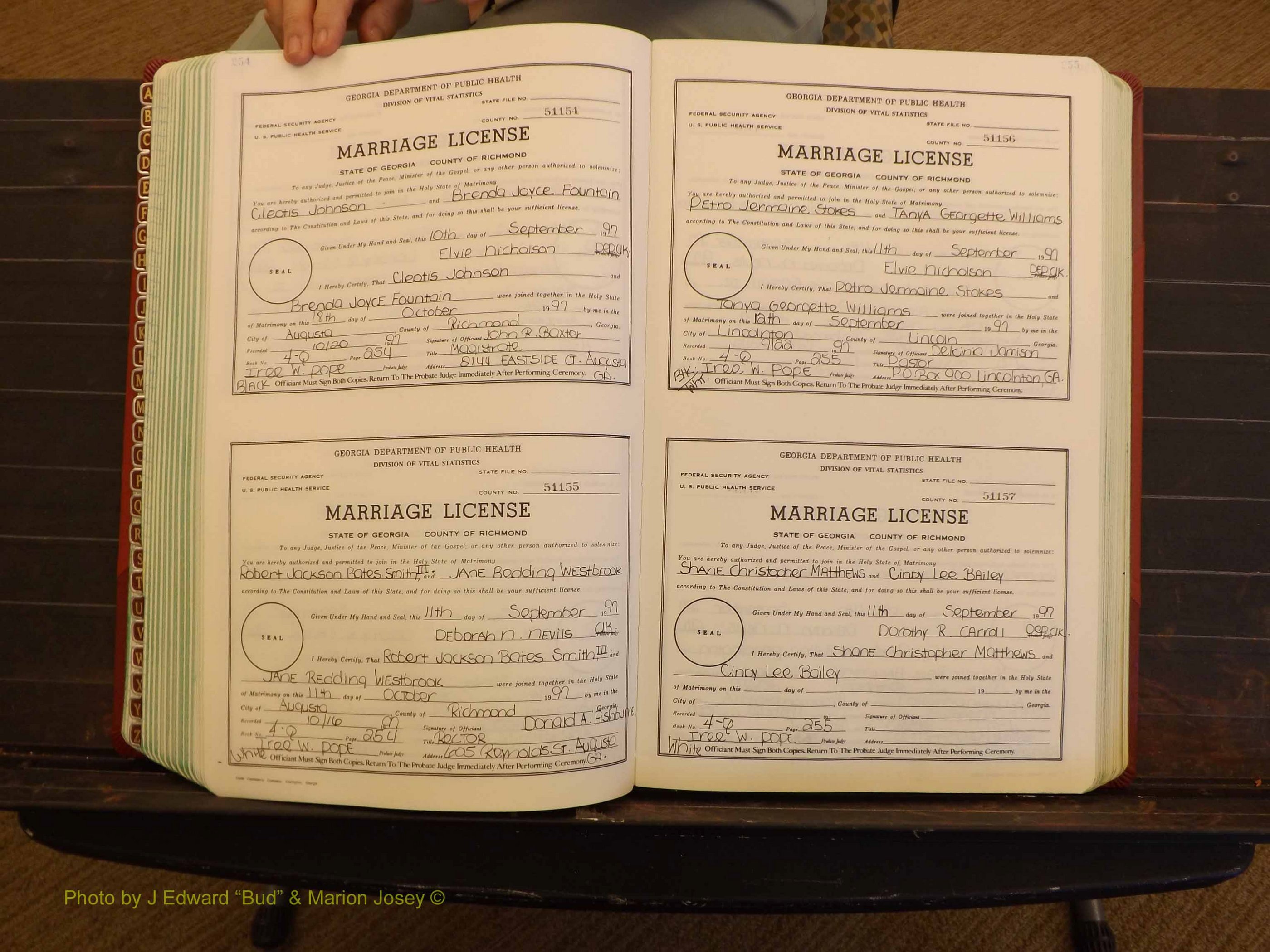 Richmond Marriages, 4Q, 1997-1998 P 254-255.JPG