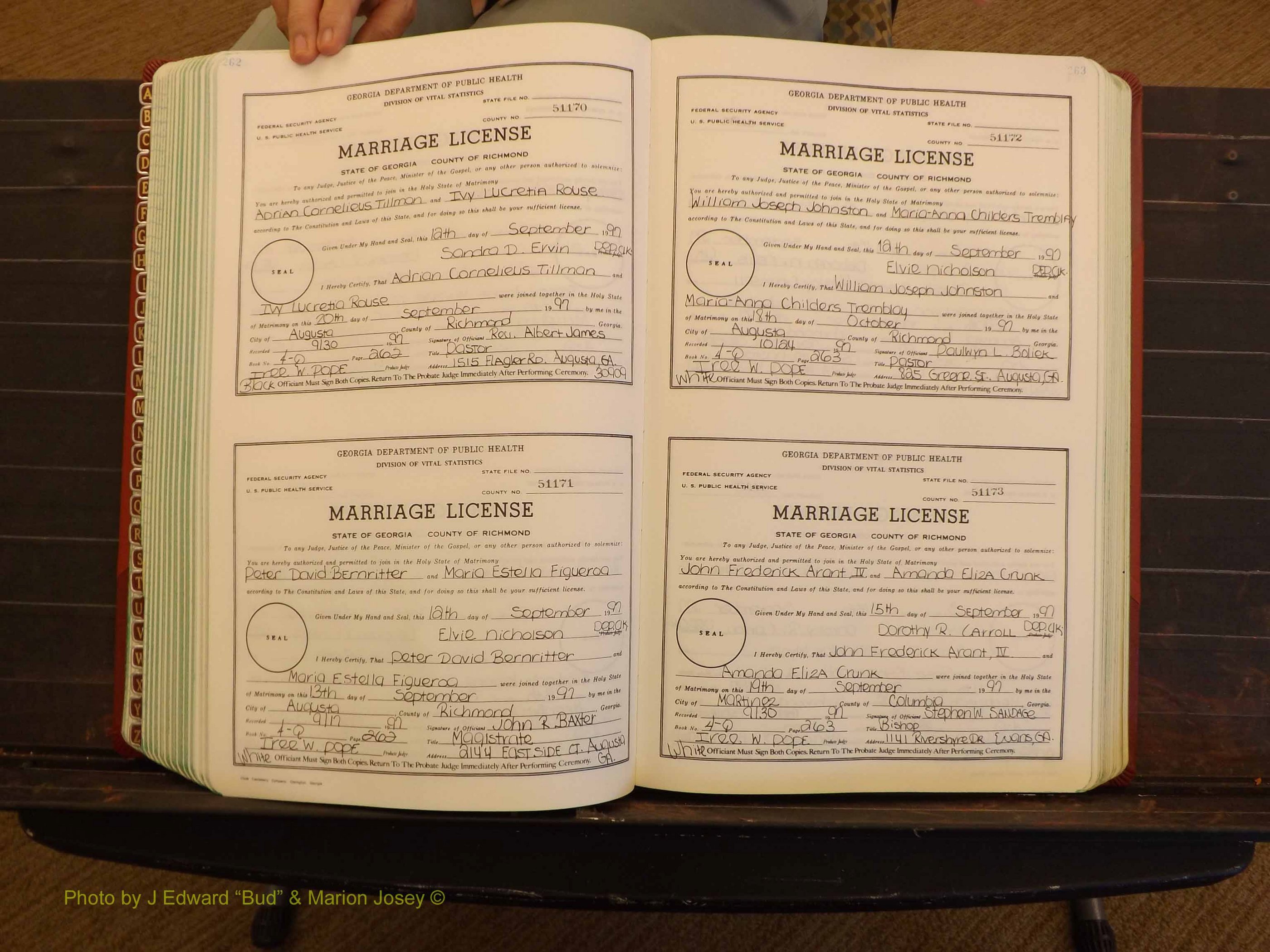 Richmond Marriages, 4Q, 1997-1998 P 262-263.JPG