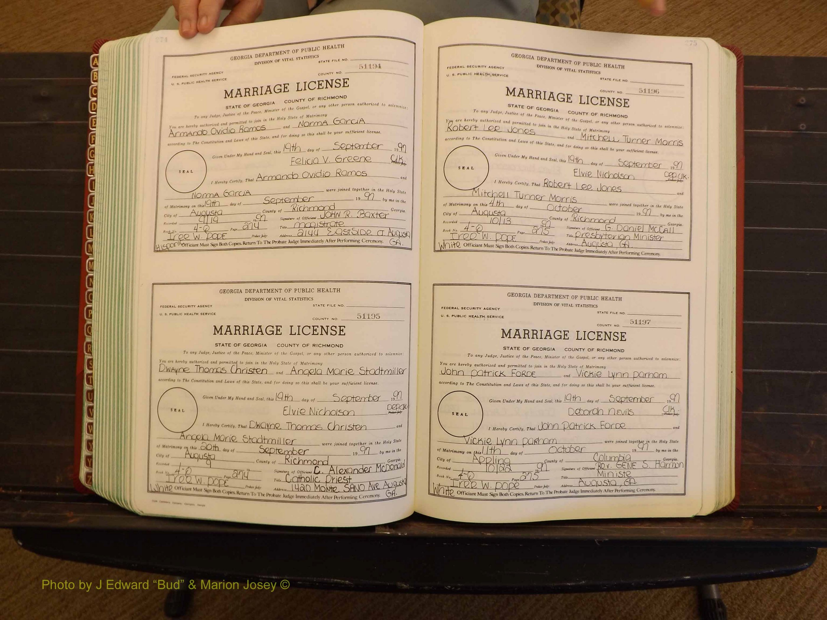 Richmond Marriages, 4Q, 1997-1998 P 274-275.JPG