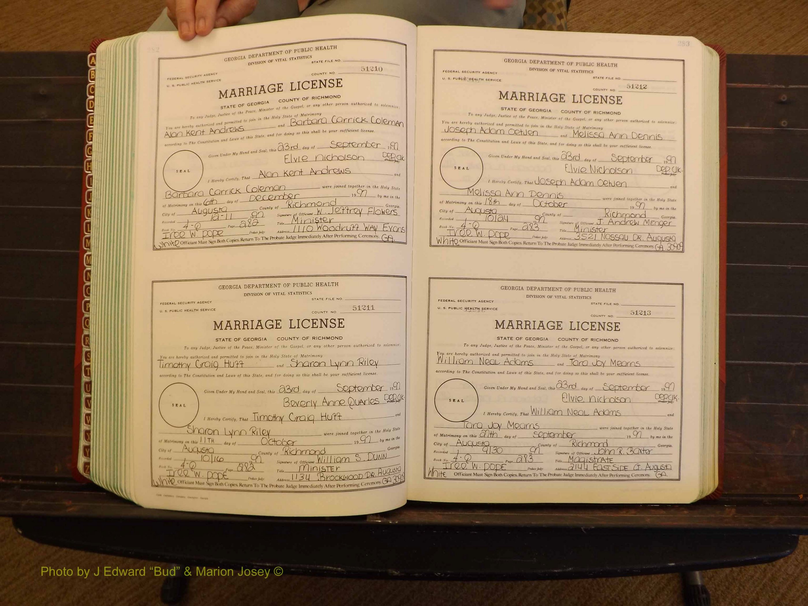 Richmond Marriages, 4Q, 1997-1998 P 282-283.JPG