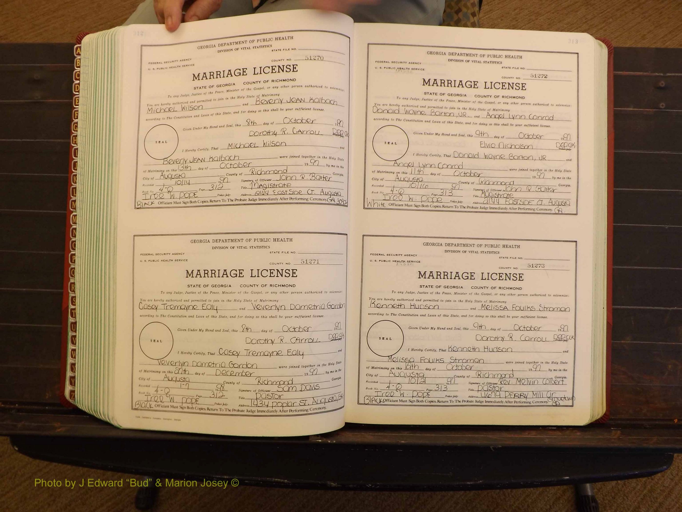 Richmond Marriages, 4Q, 1997-1998 P 312-313.JPG