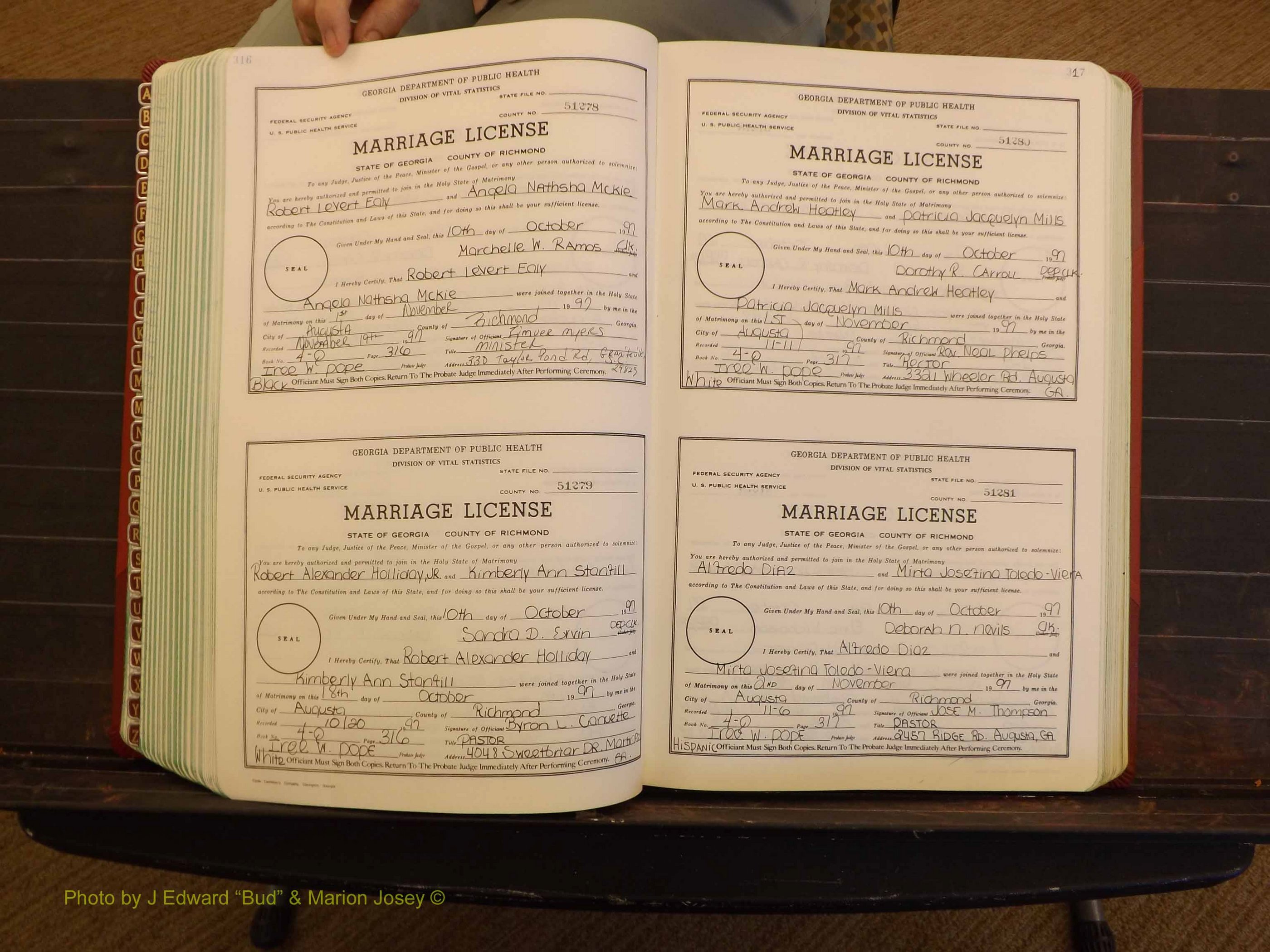 Richmond Marriages, 4Q, 1997-1998 P 316-317.JPG