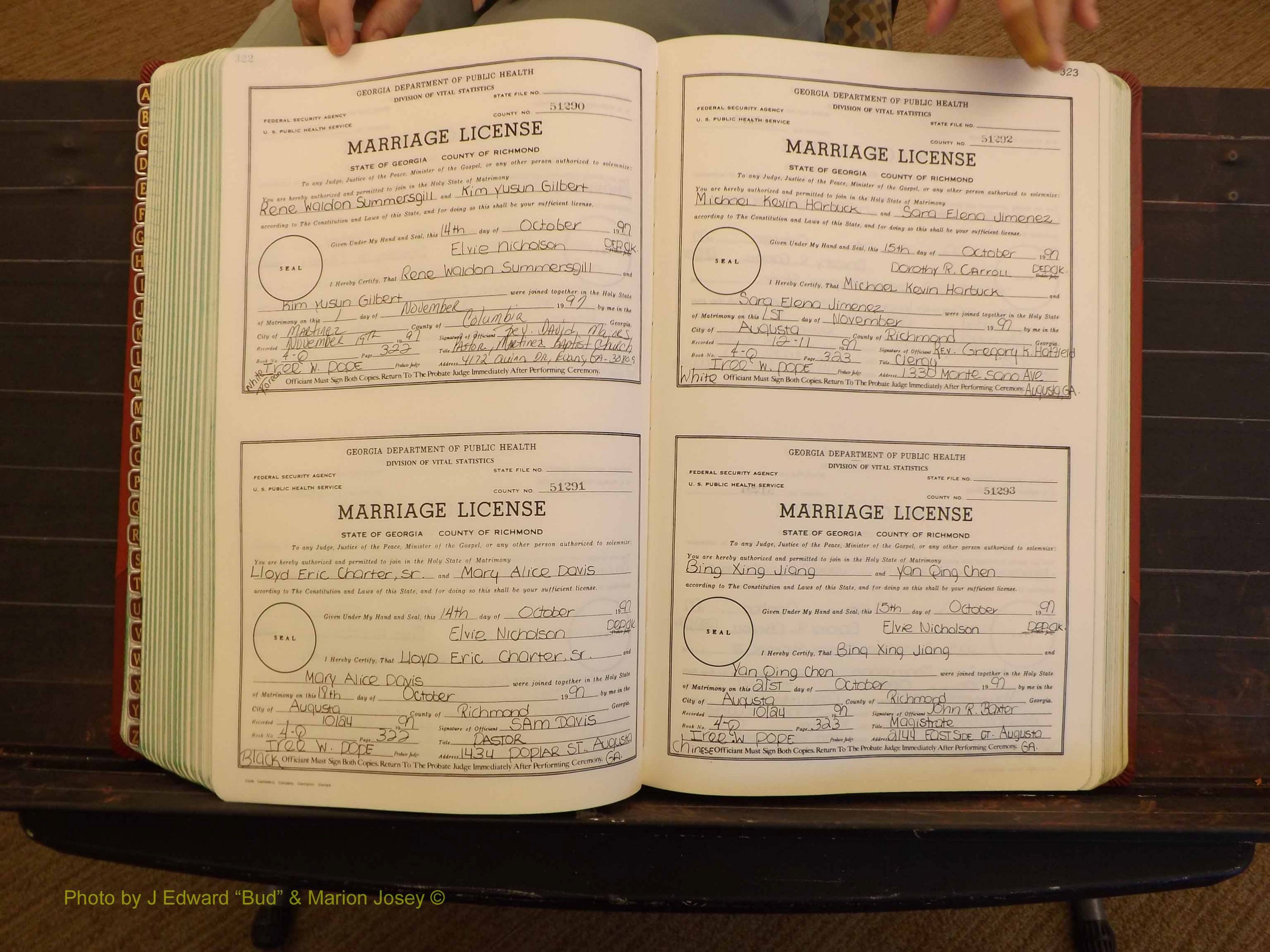 Richmond Marriages, 4Q, 1997-1998 P 322-323.JPG