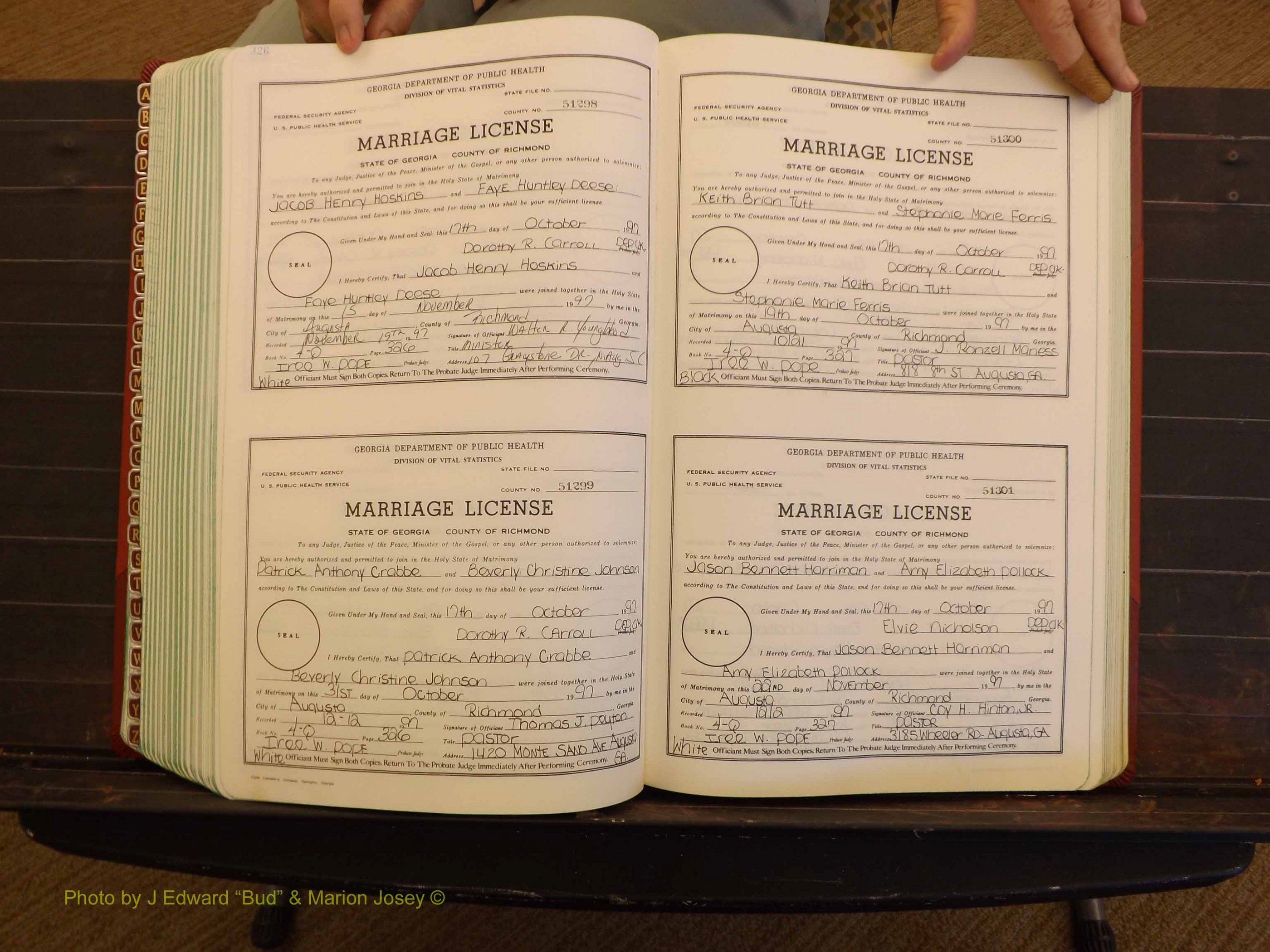 Richmond Marriages, 4Q, 1997-1998 P 326-327.JPG