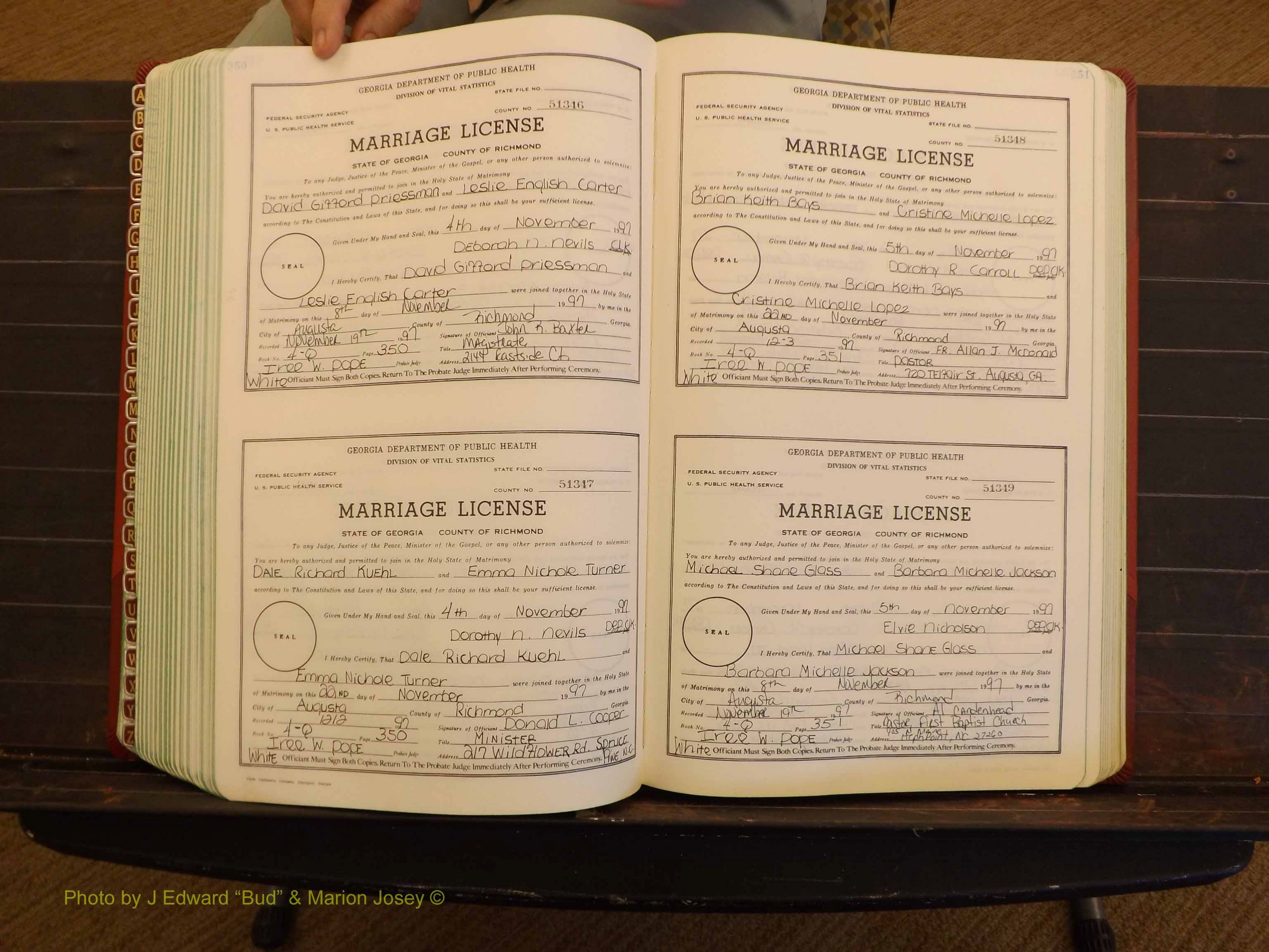 Richmond Marriages, 4Q, 1997-1998 P 350-351.JPG