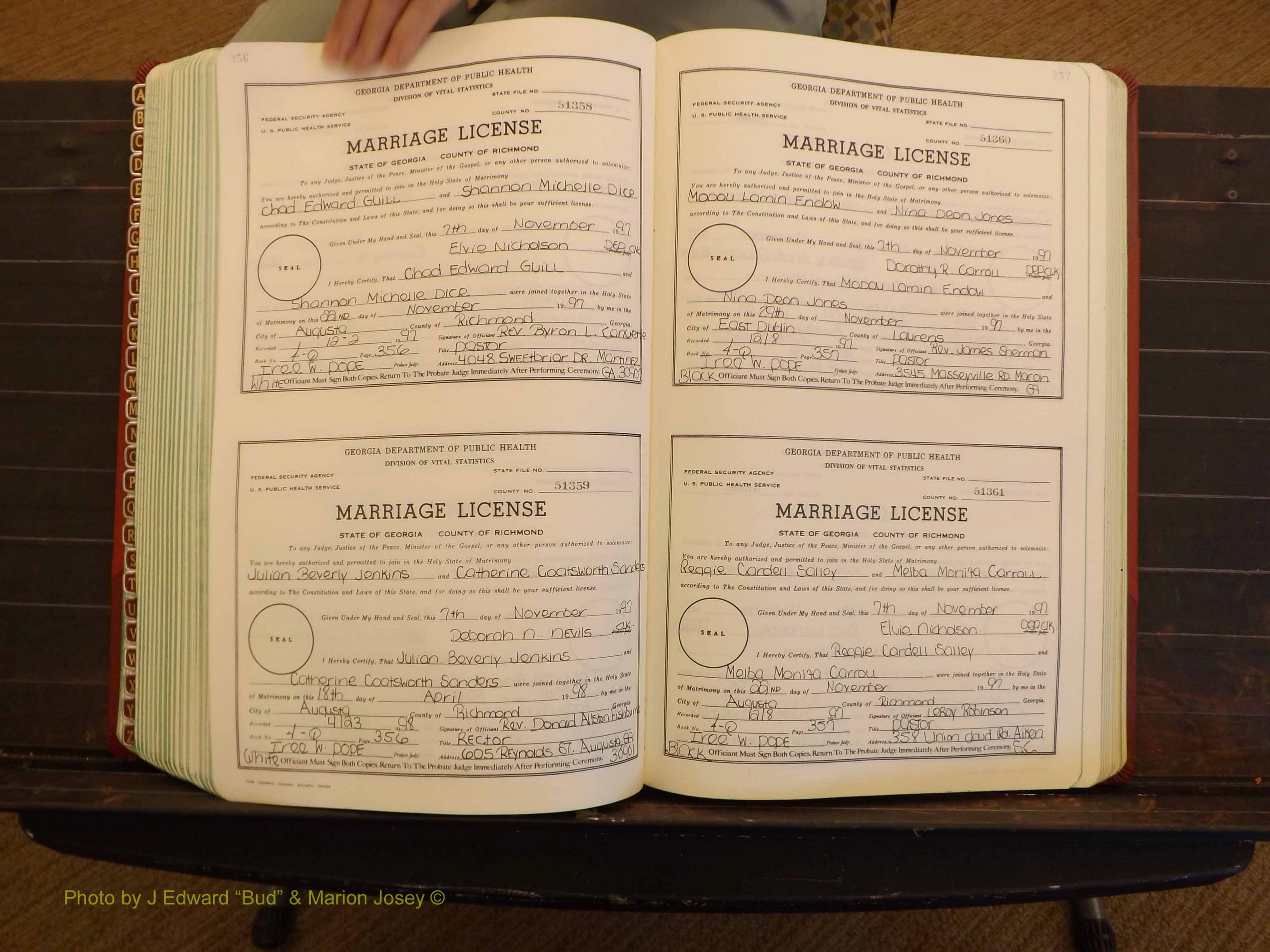 Richmond Marriages, 4Q, 1997-1998 P 356-357.JPG