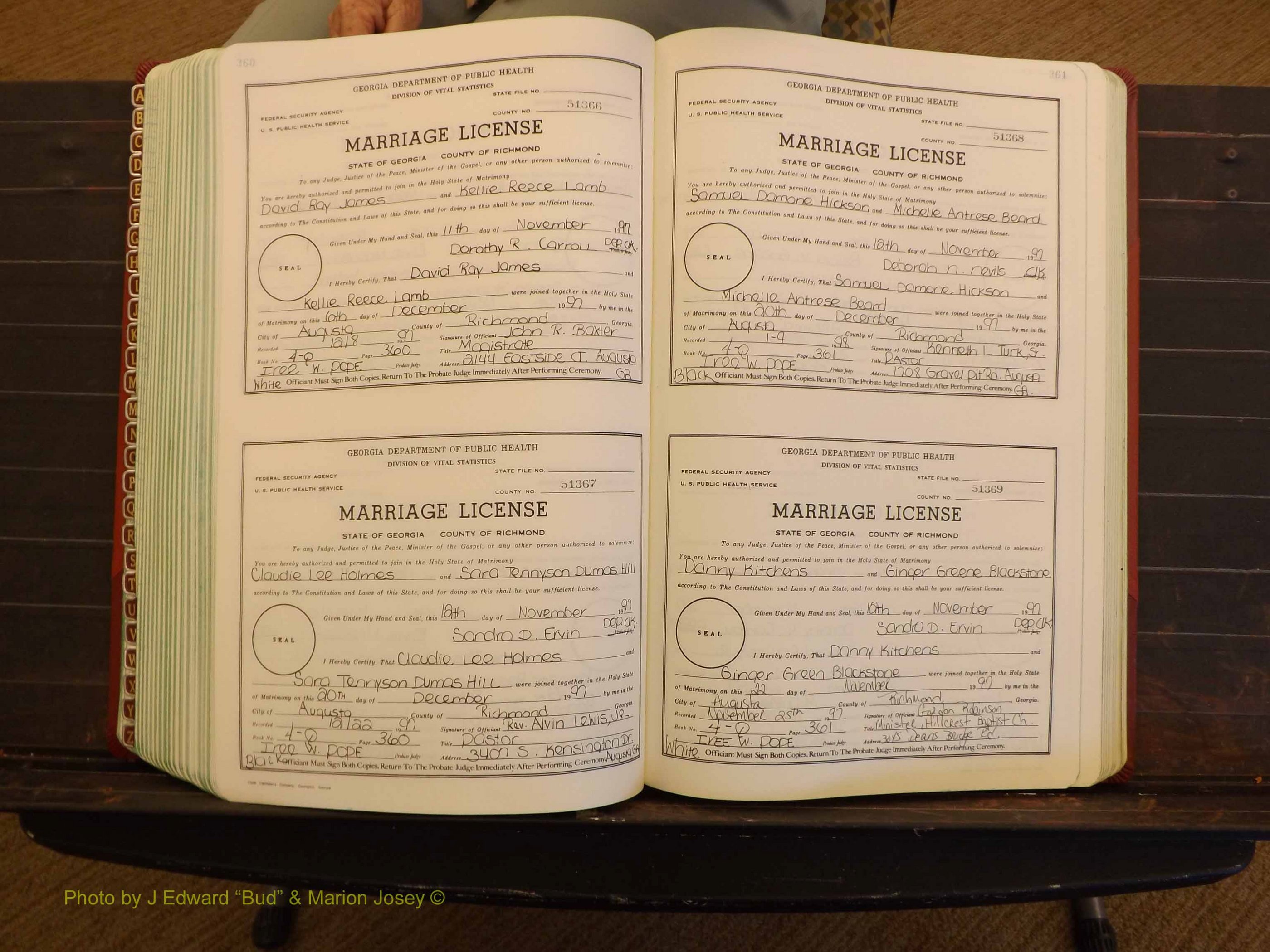 Richmond Marriages, 4Q, 1997-1998 P 360-361.JPG