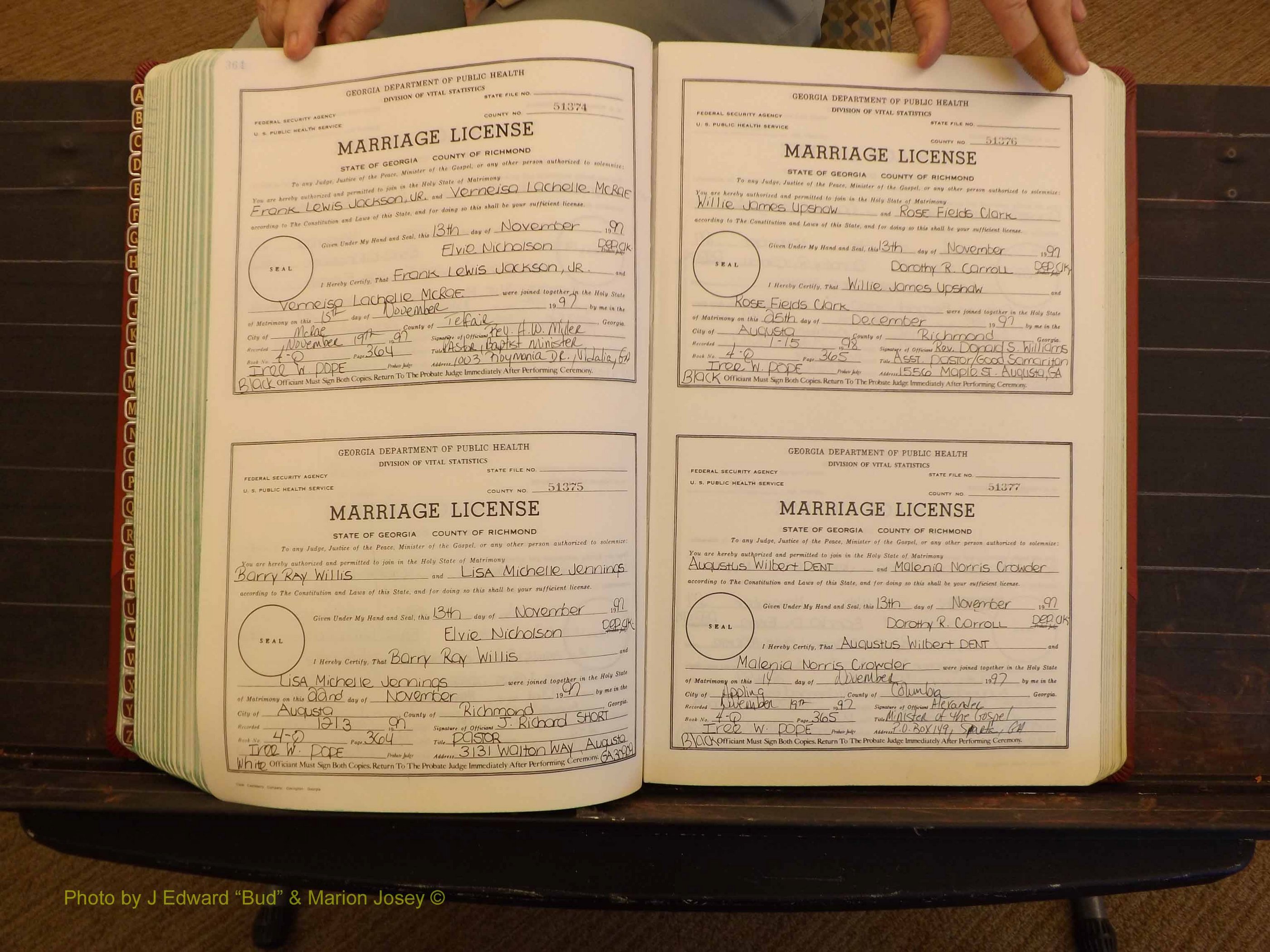 Richmond Marriages, 4Q, 1997-1998 P 364-365.JPG