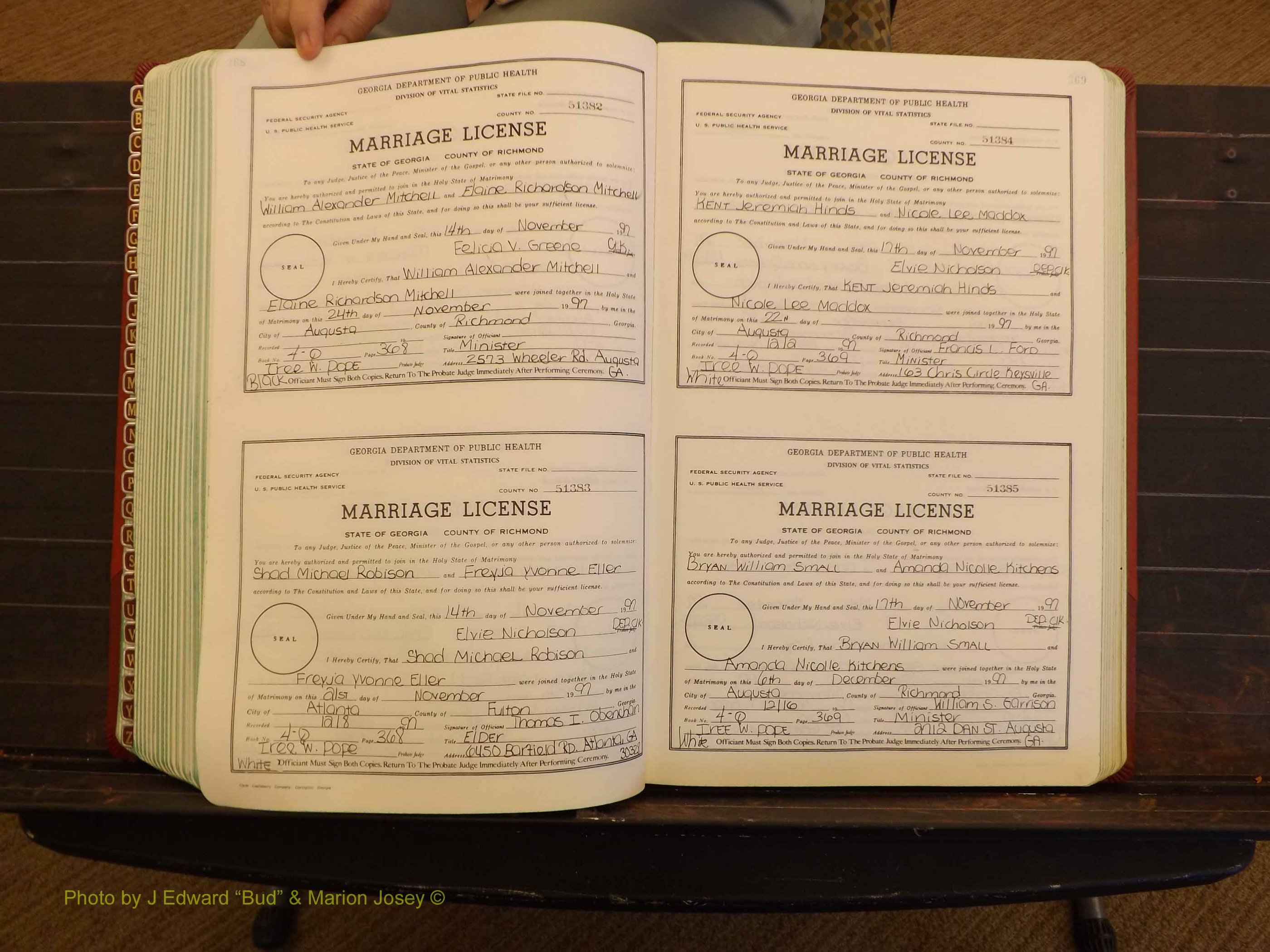 Richmond Marriages, 4Q, 1997-1998 P 368-369.JPG