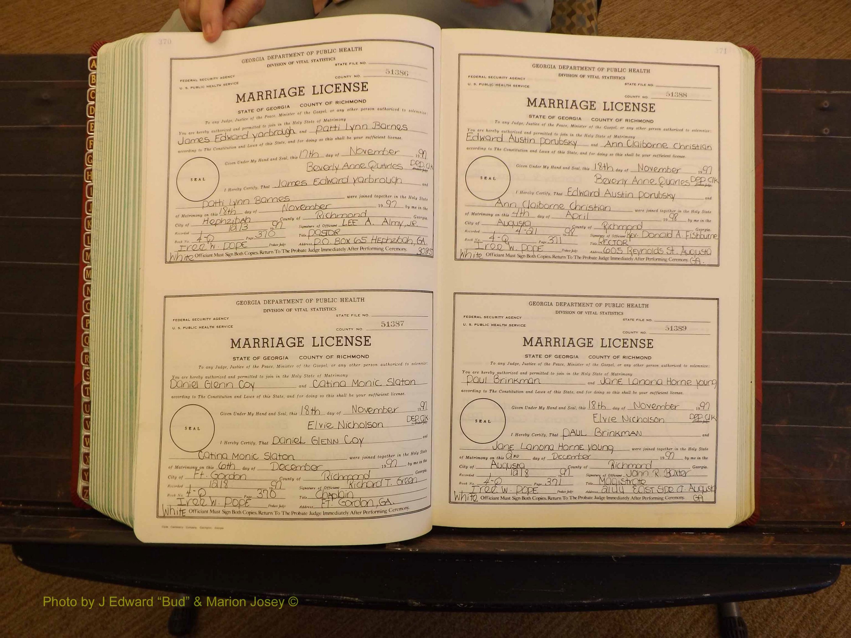 Richmond Marriages, 4Q, 1997-1998 P 370-371.JPG