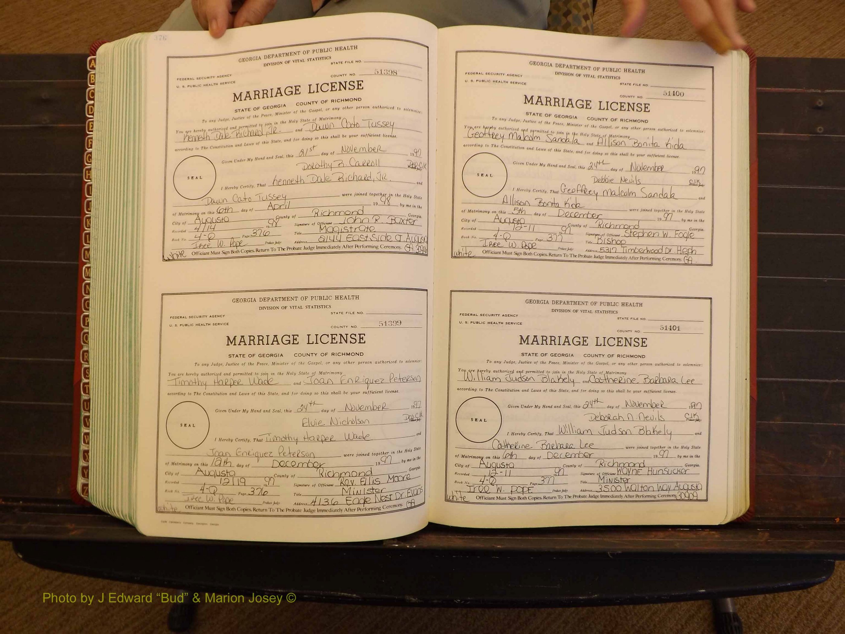 Richmond Marriages, 4Q, 1997-1998 P 376-377.JPG