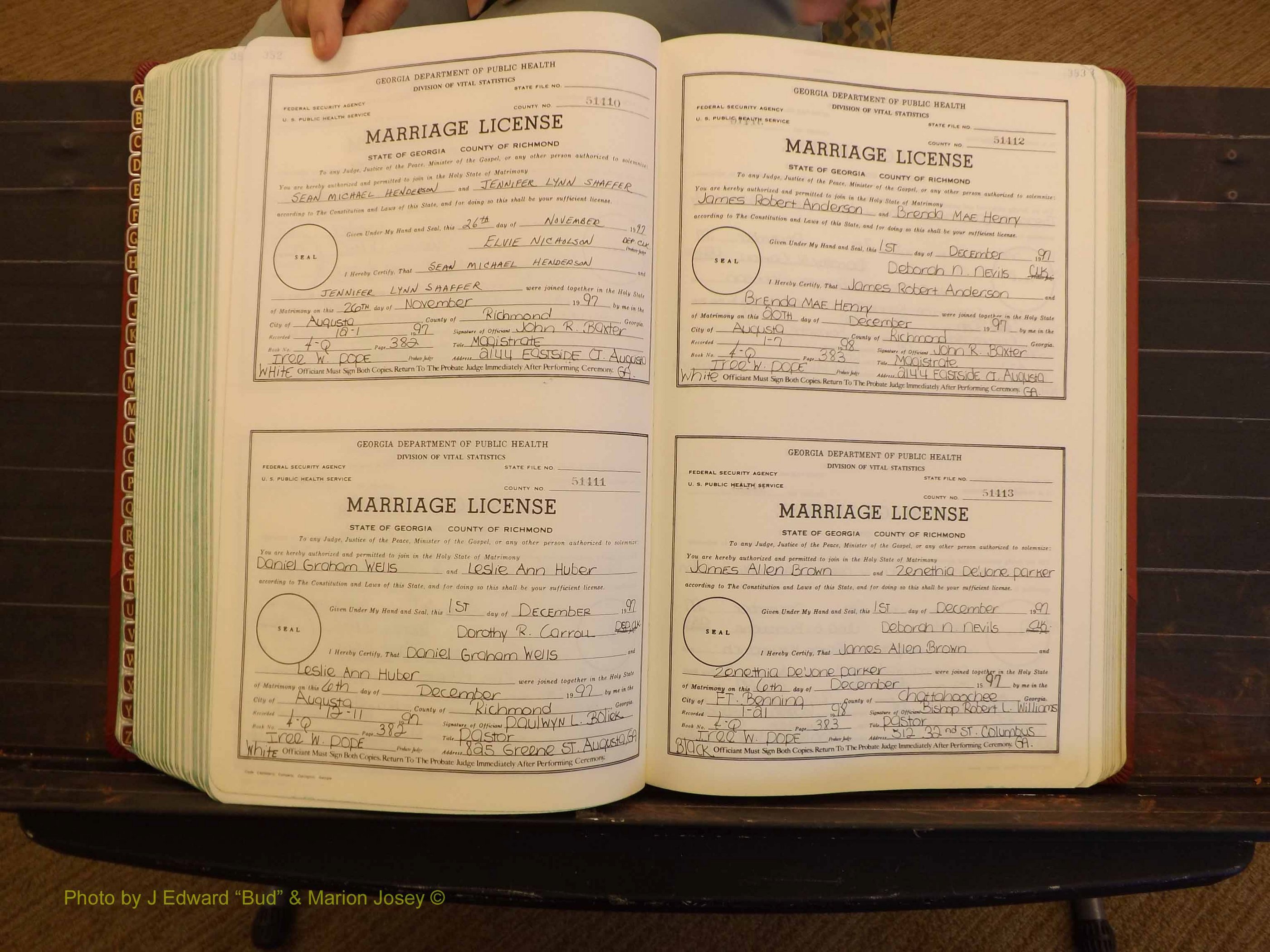 Richmond Marriages, 4Q, 1997-1998 P 382-383.JPG