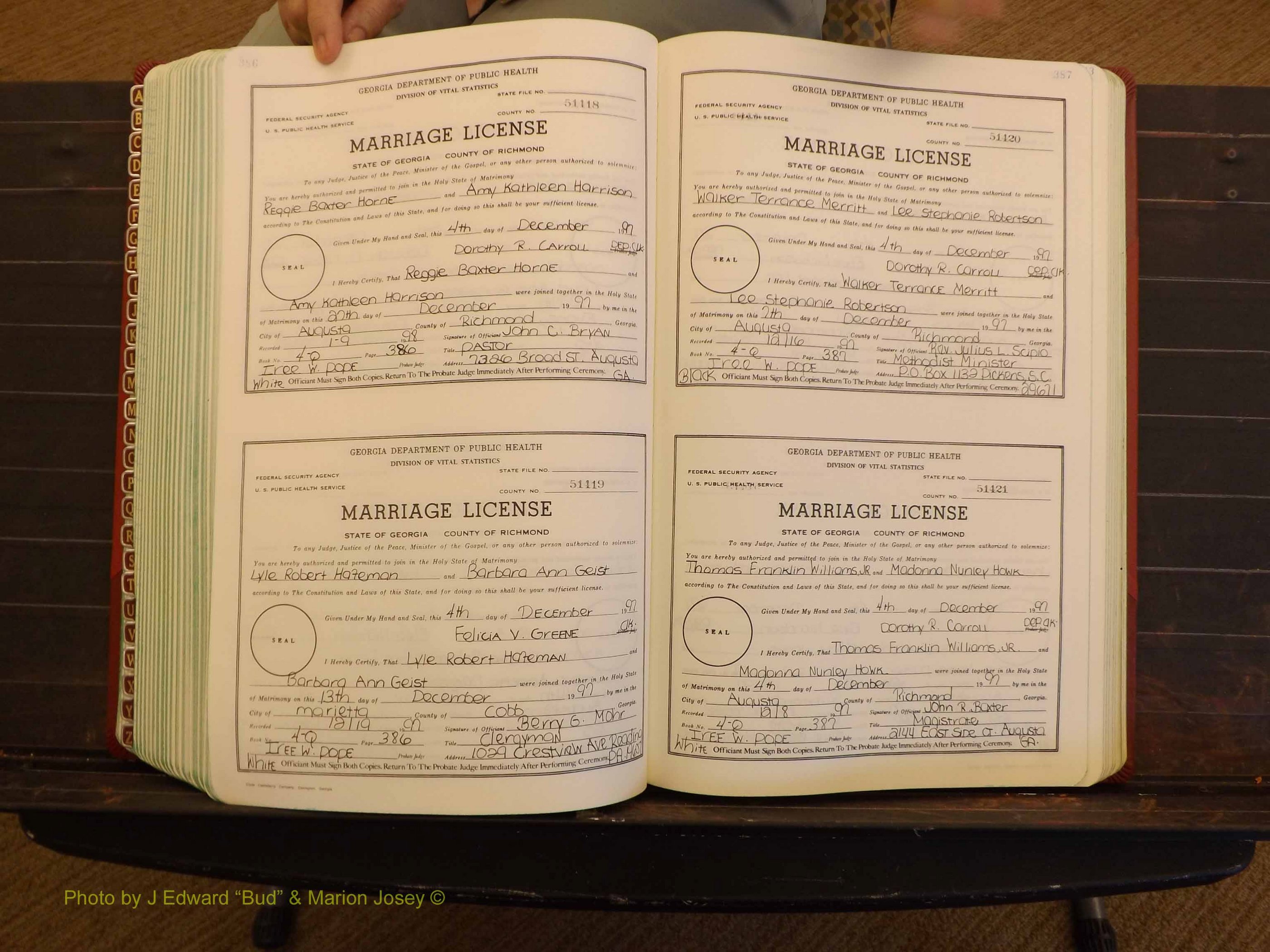 Richmond Marriages, 4Q, 1997-1998 P 386-387.JPG