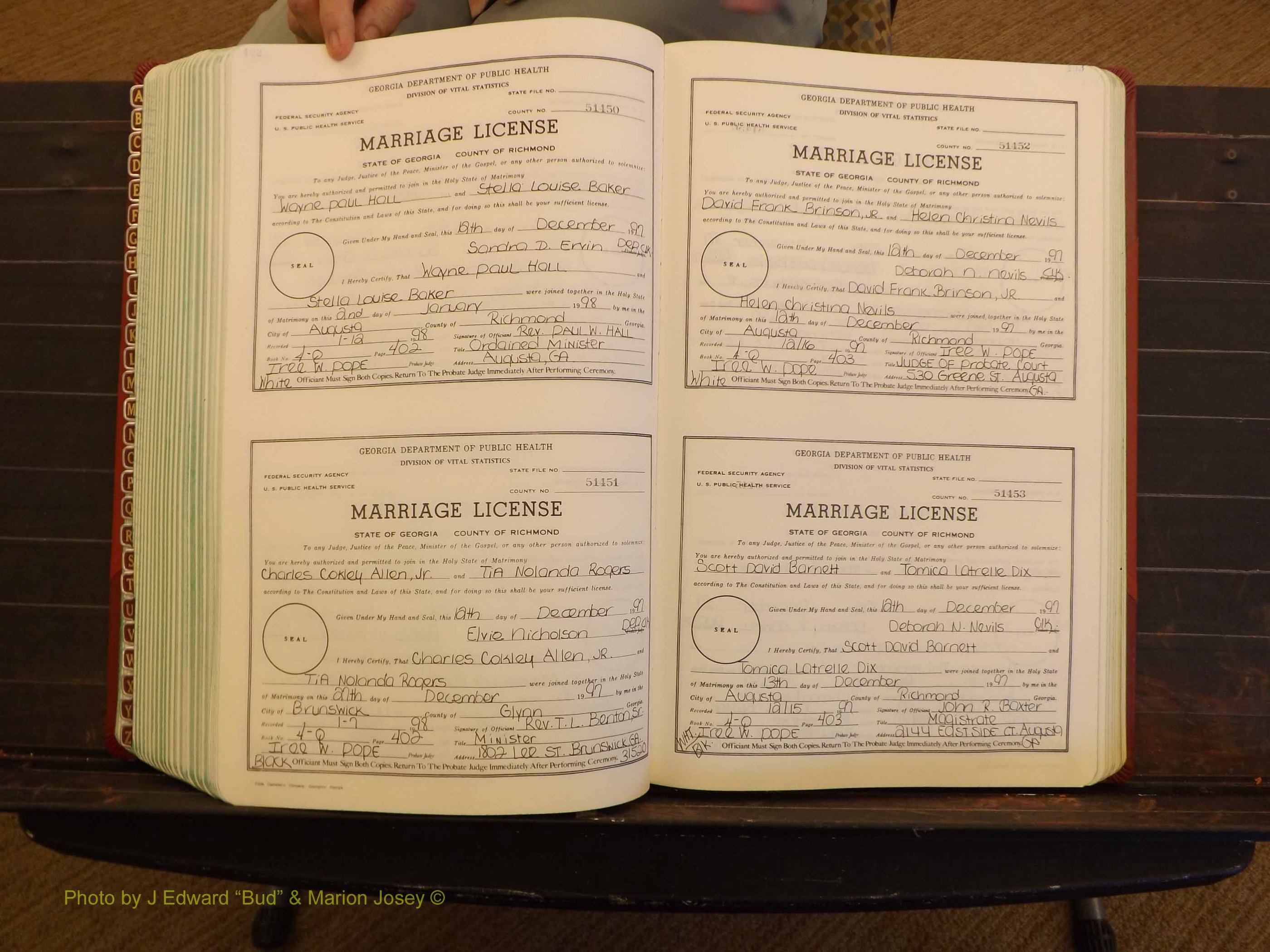 Richmond Marriages, 4Q, 1997-1998 P 402-403.JPG