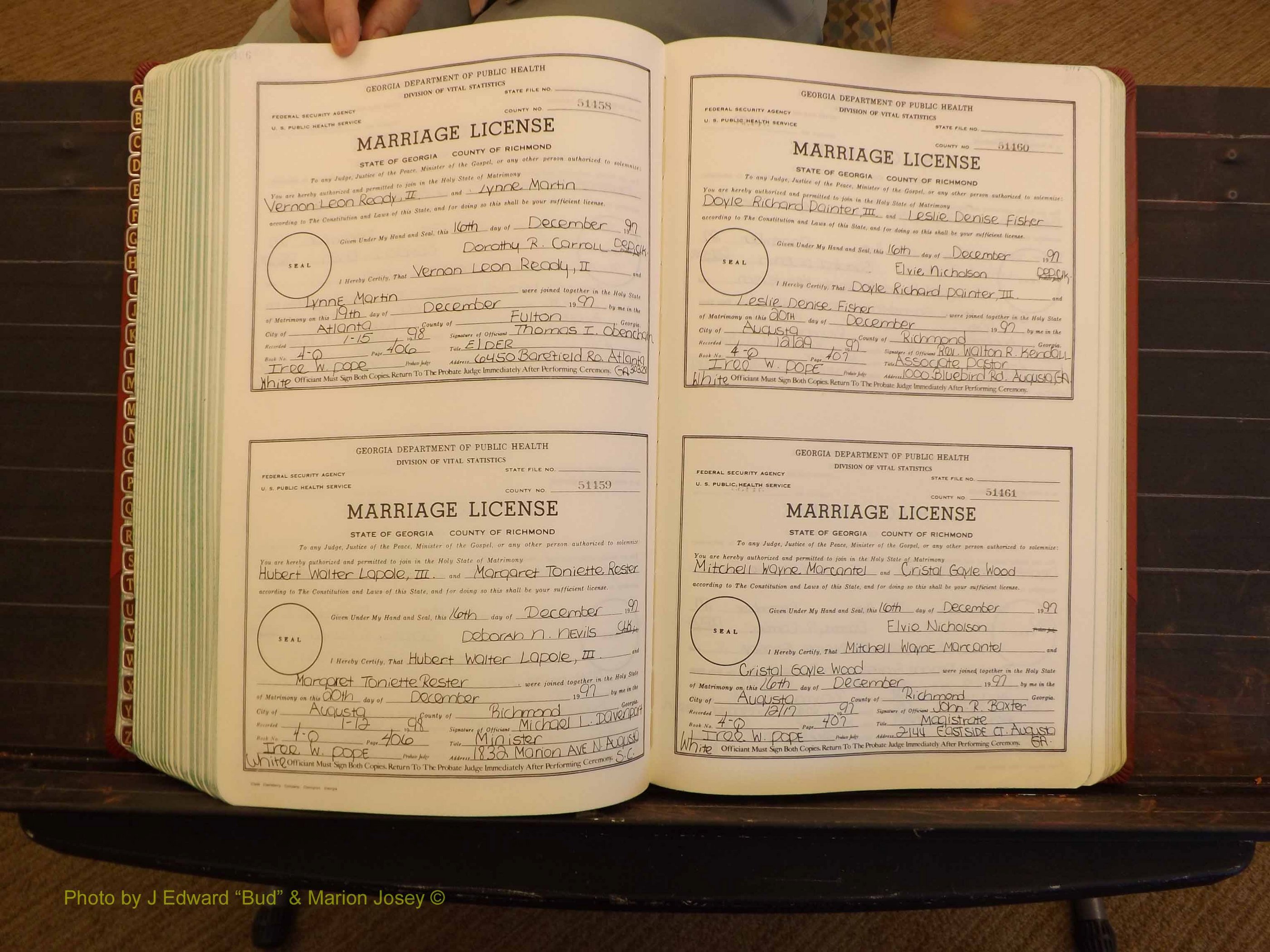 Richmond Marriages, 4Q, 1997-1998 P 406-407.JPG