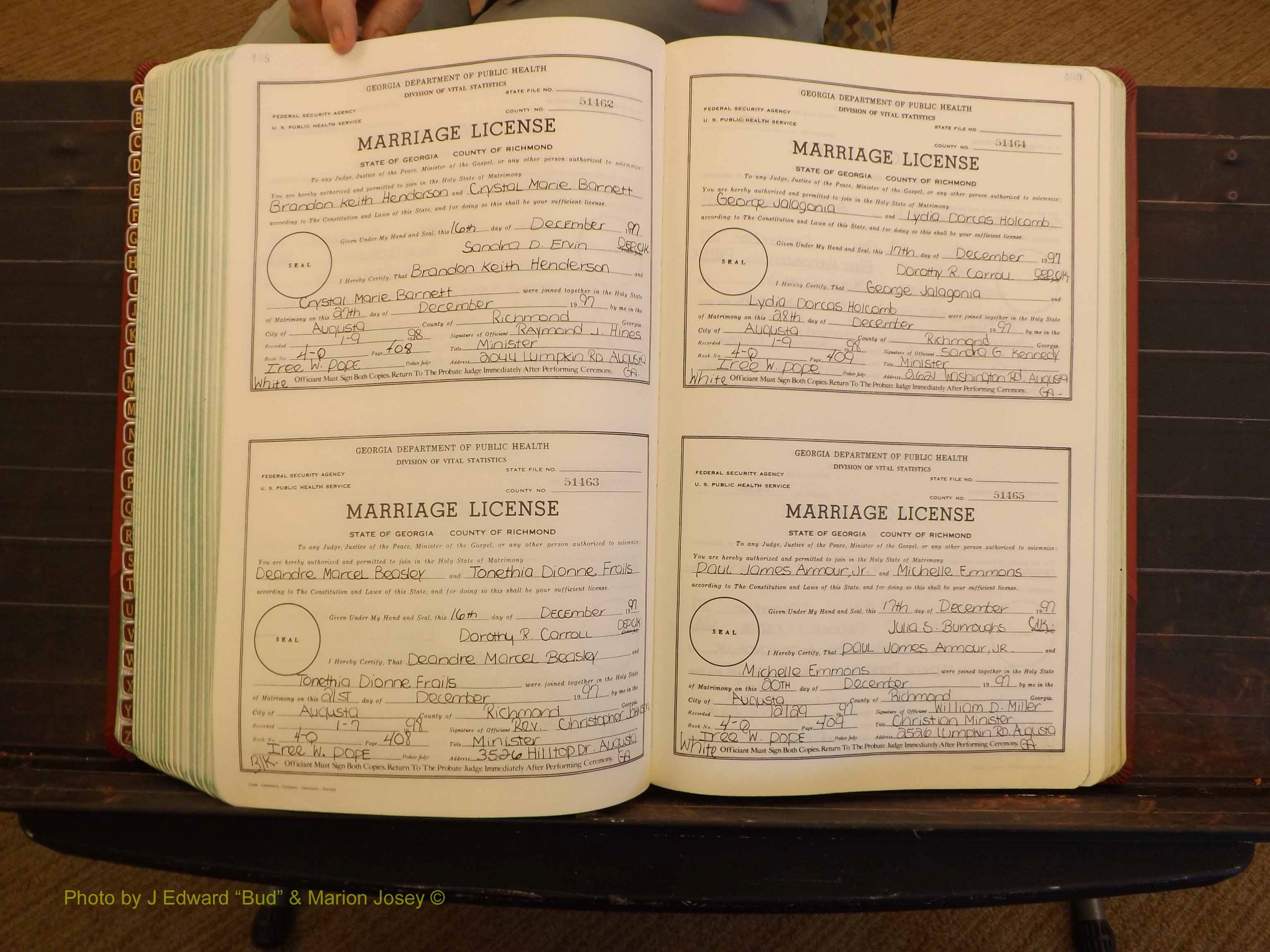 Richmond Marriages, 4Q, 1997-1998 P 408-409.JPG