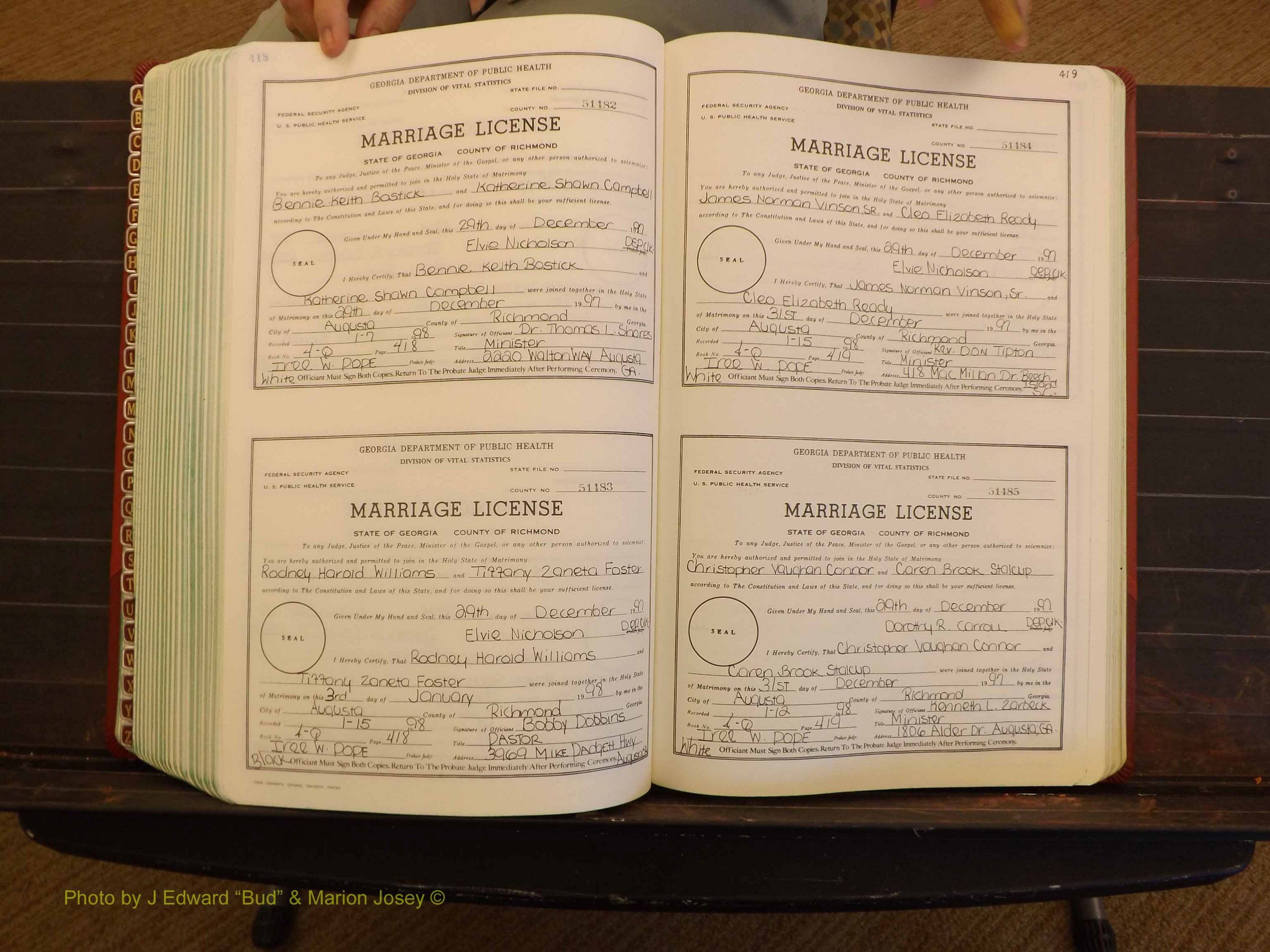 Richmond Marriages, 4Q, 1997-1998 P 418-419.JPG