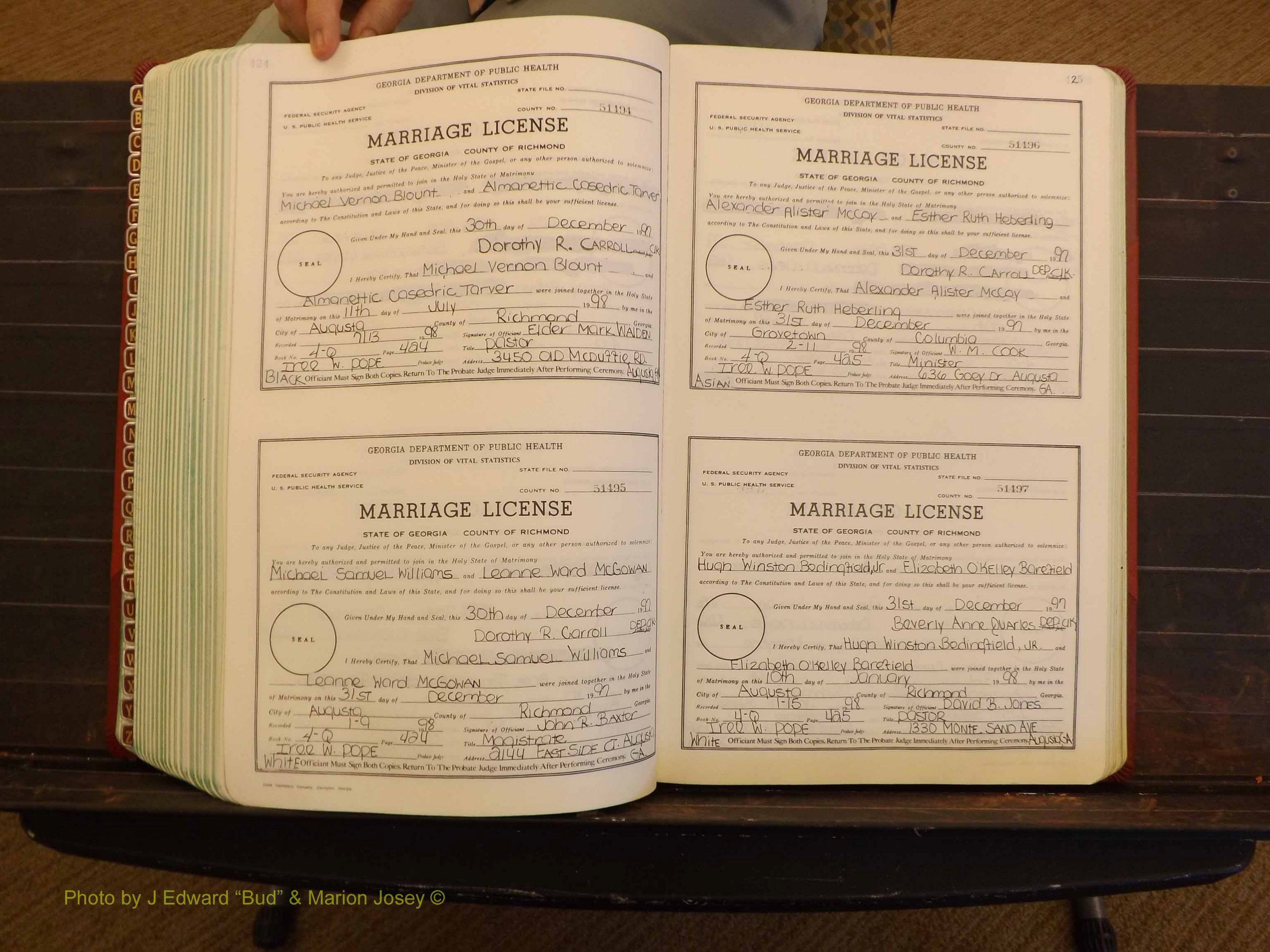 Richmond Marriages, 4Q, 1997-1998 P 424-425.JPG