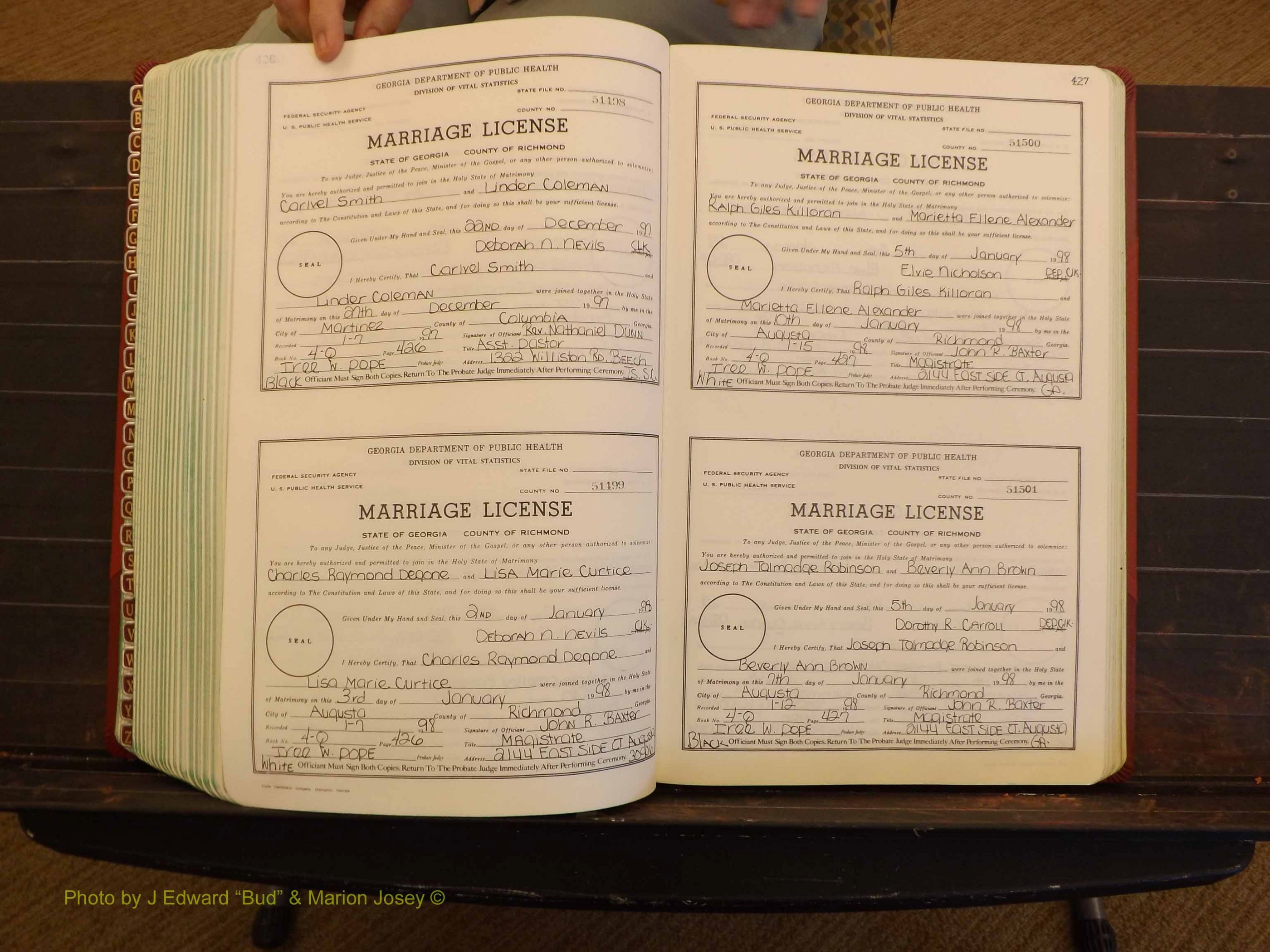 Richmond Marriages, 4Q, 1997-1998 P 426-427.JPG