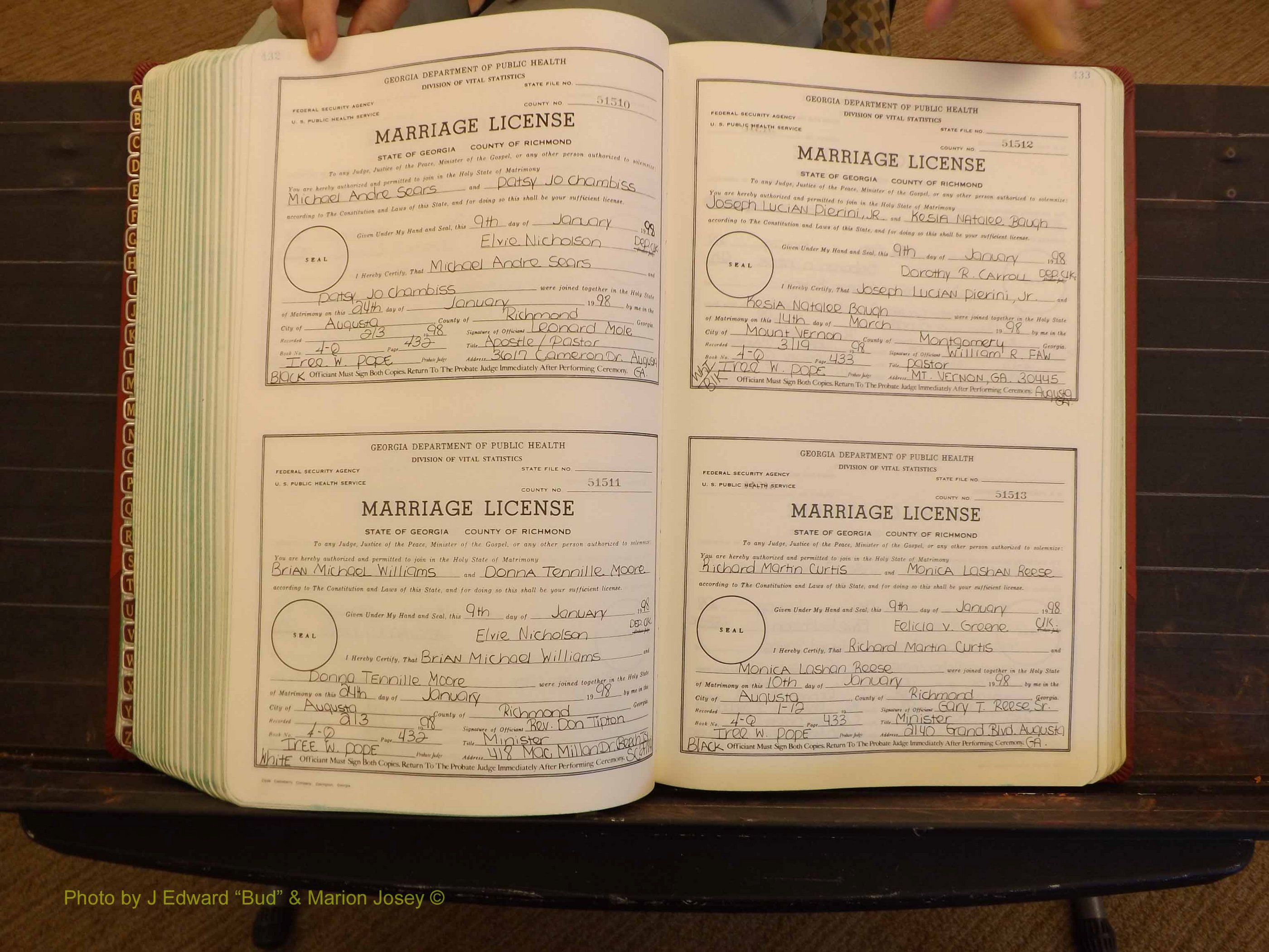 Richmond Marriages, 4Q, 1997-1998 P 432-433.JPG