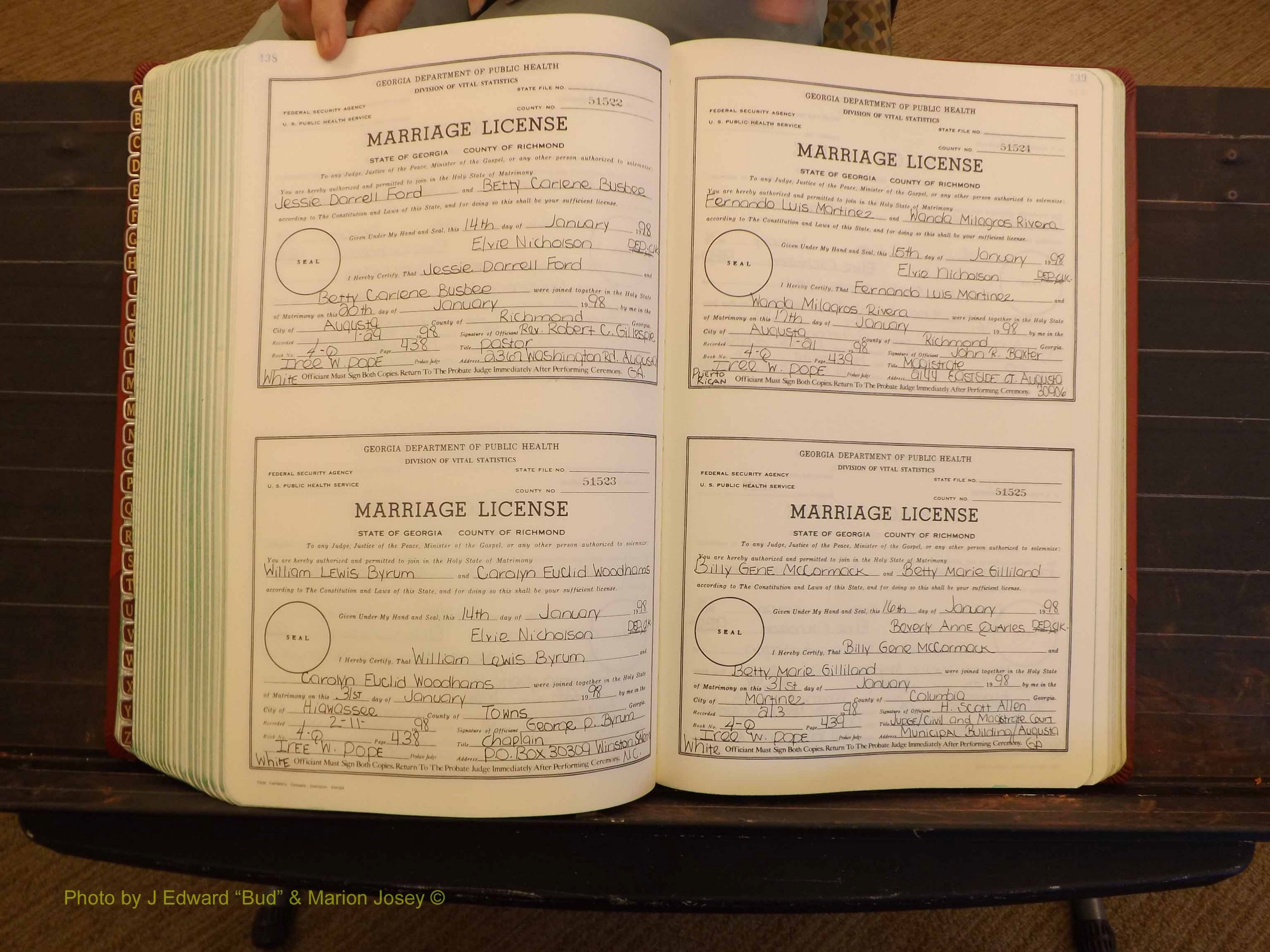 Richmond Marriages, 4Q, 1997-1998 P 438-439.JPG