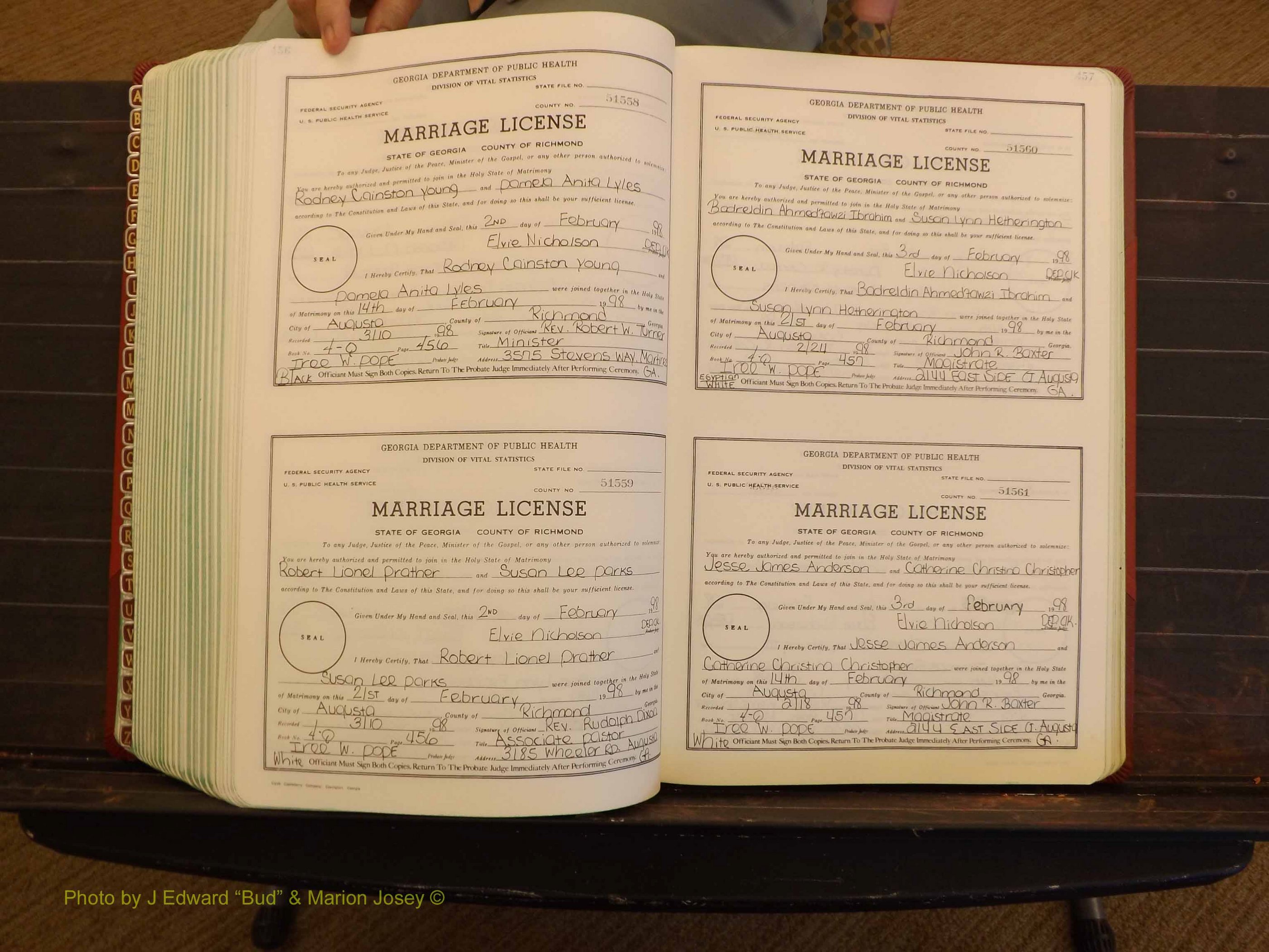 Richmond Marriages, 4Q, 1997-1998 P 456-457.JPG