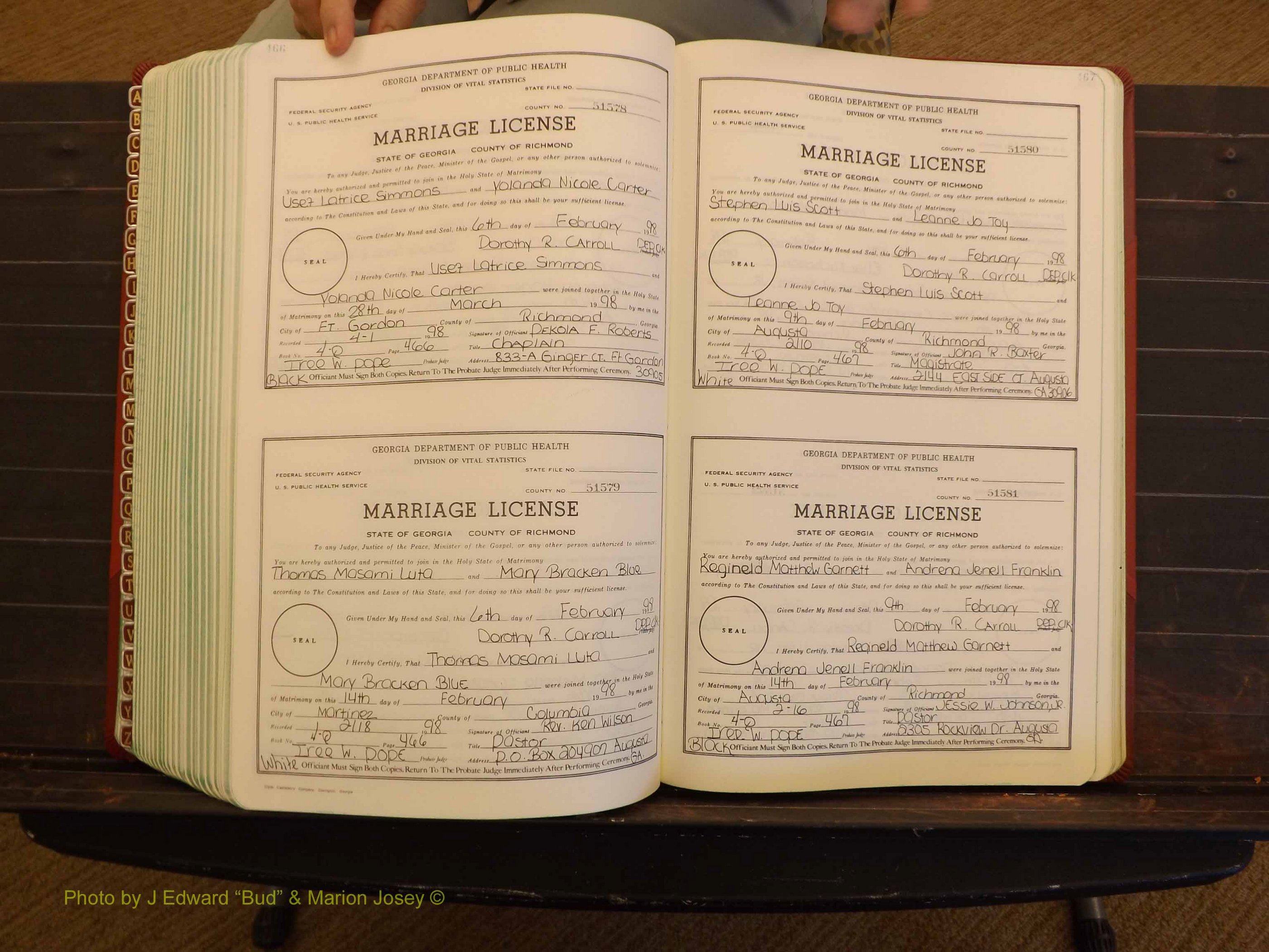 Richmond Marriages, 4Q, 1997-1998 P 466-467.JPG