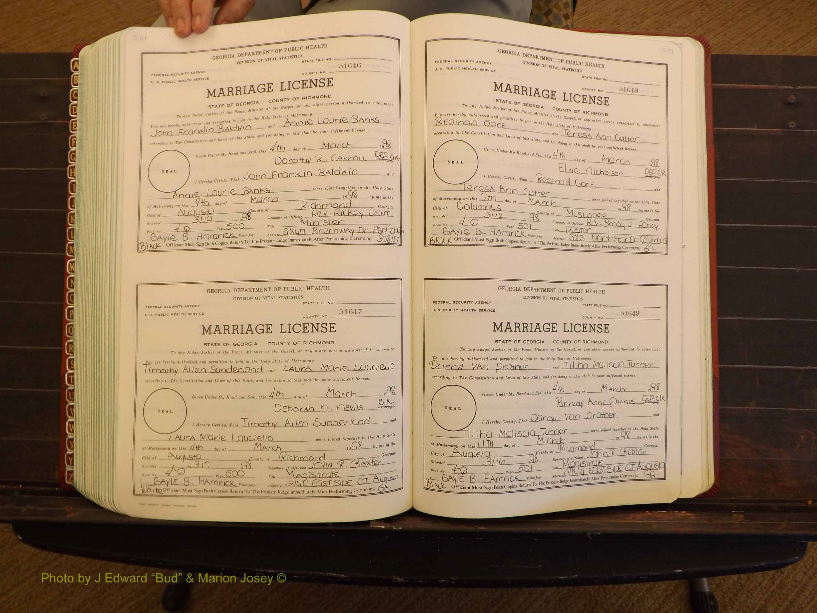 Richmond Marriages, 4Q, 1997-1998 P 500-501.JPG