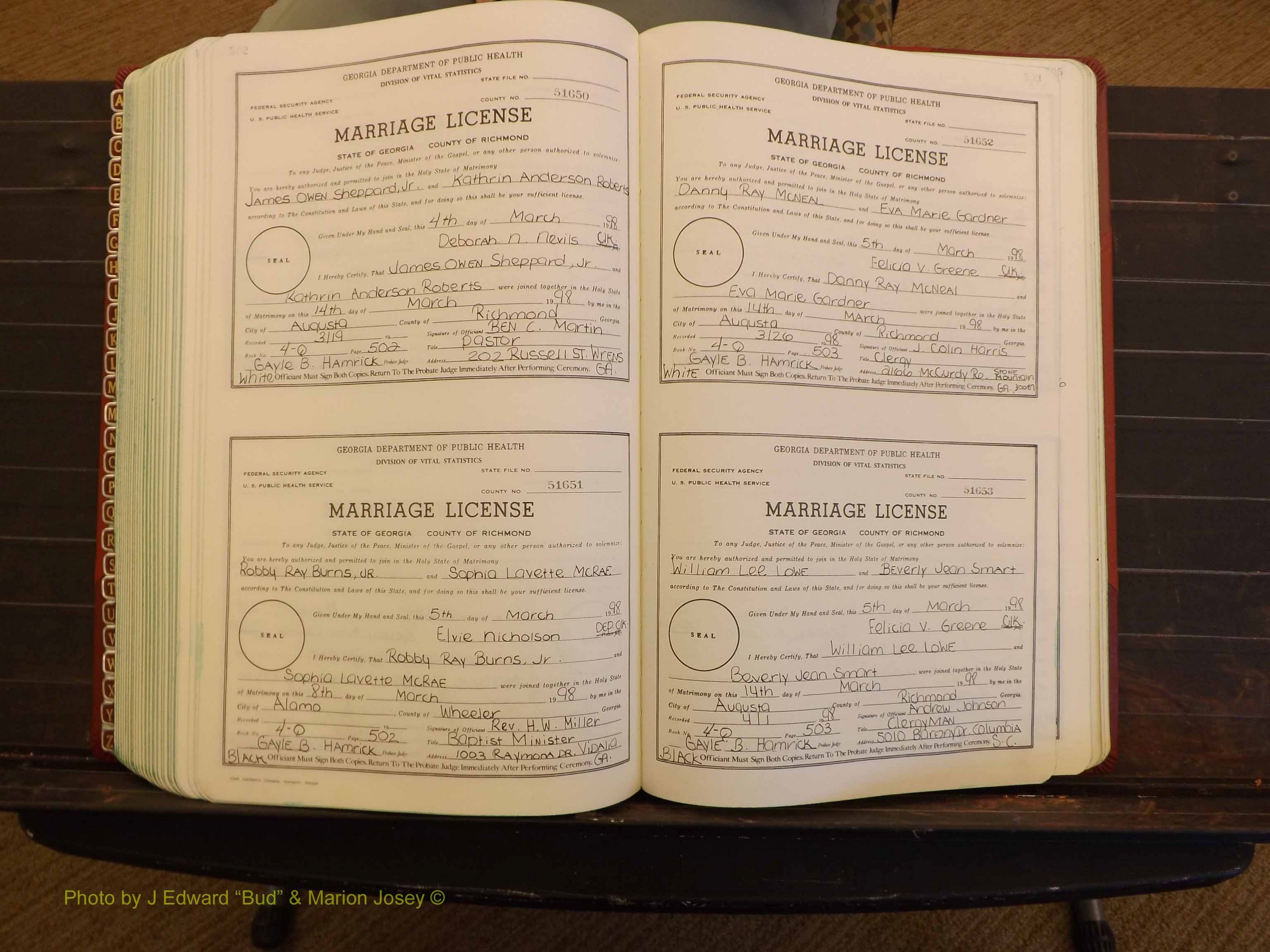 Richmond Marriages, 4Q, 1997-1998 P 502-503.JPG