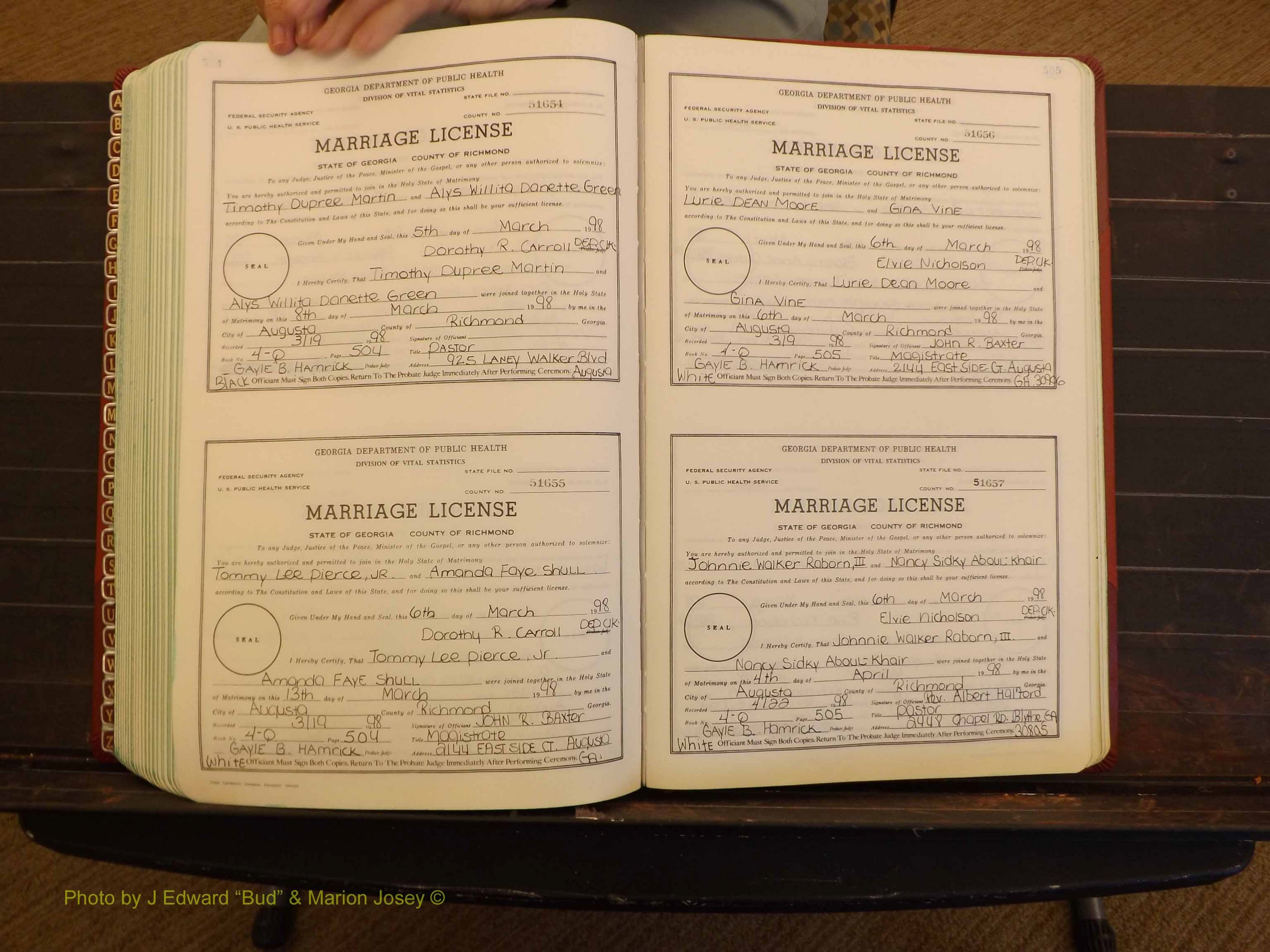 Richmond Marriages, 4Q, 1997-1998 P 504-505.JPG