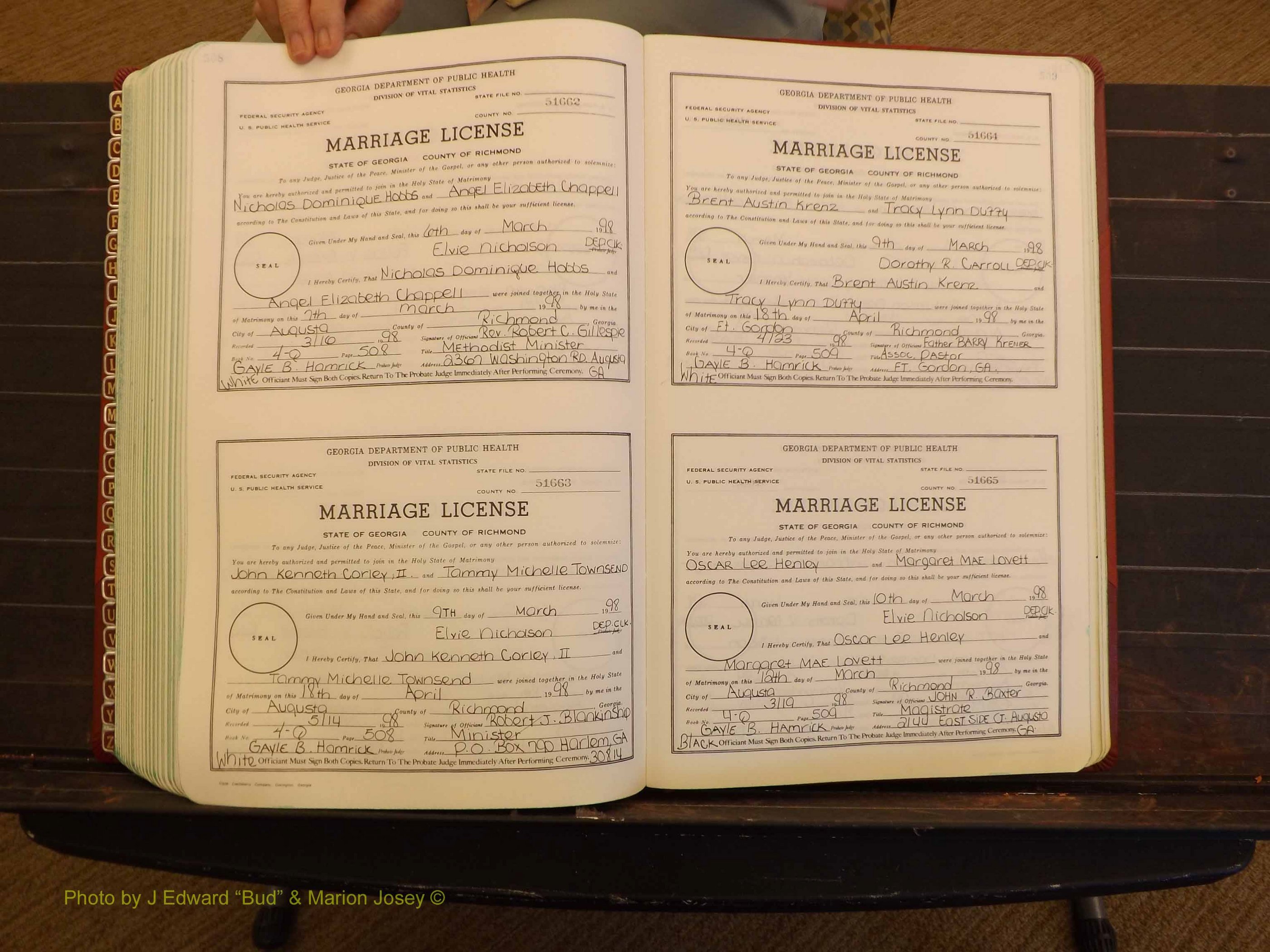 Richmond Marriages, 4Q, 1997-1998 P 508-509.JPG