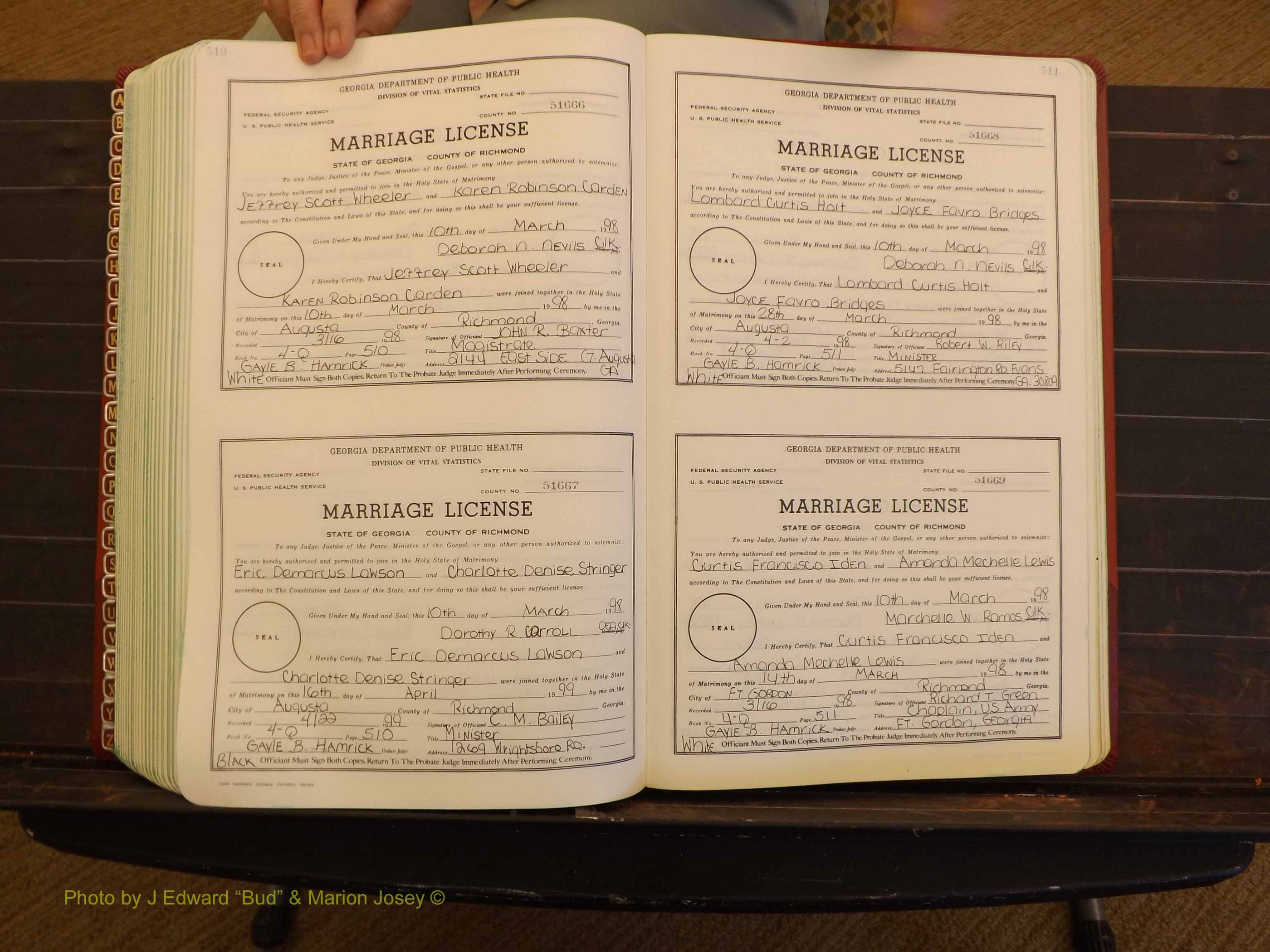 Richmond Marriages, 4Q, 1997-1998 P 510-511.JPG