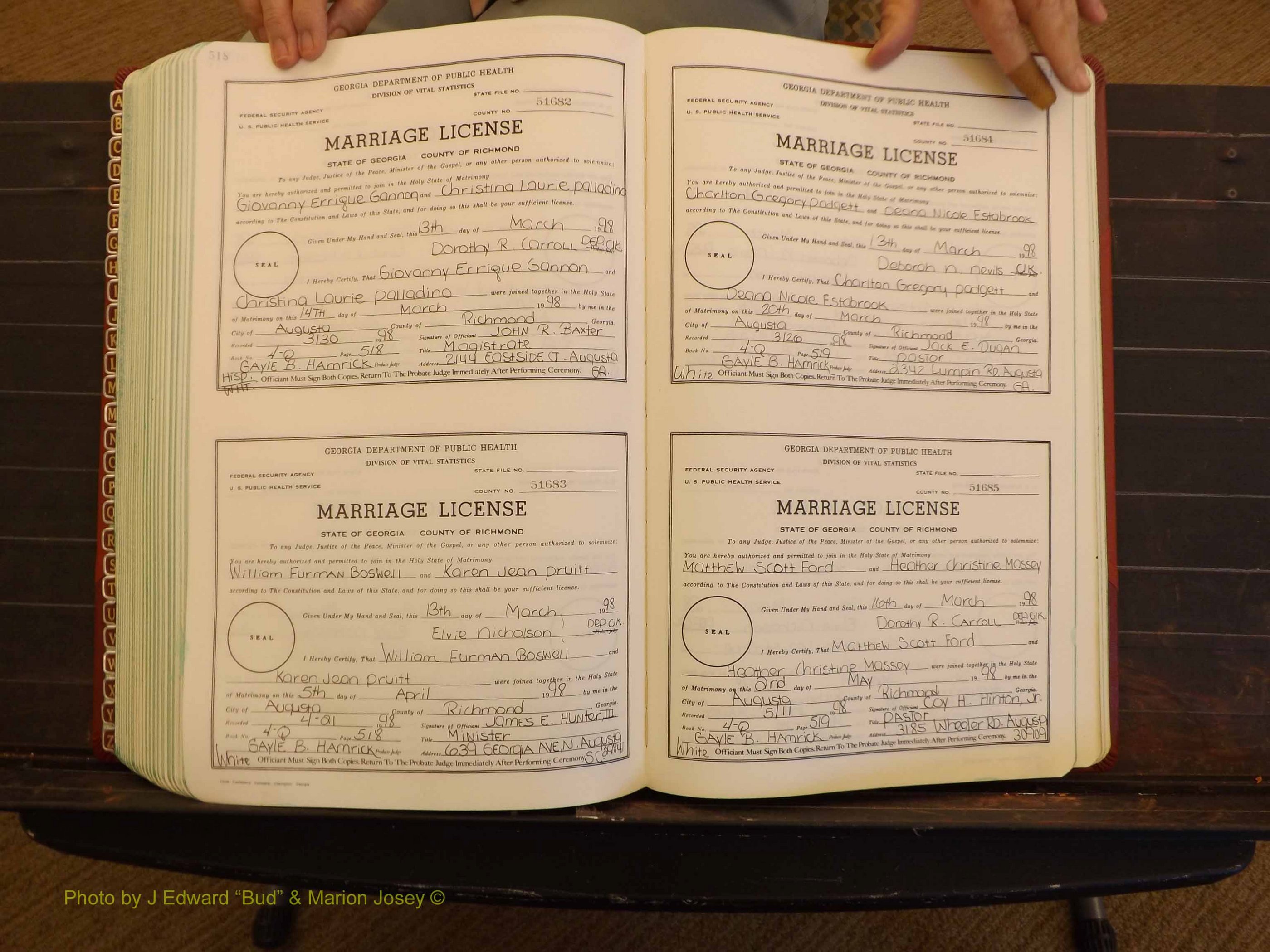 Richmond Marriages, 4Q, 1997-1998 P 518-519.JPG