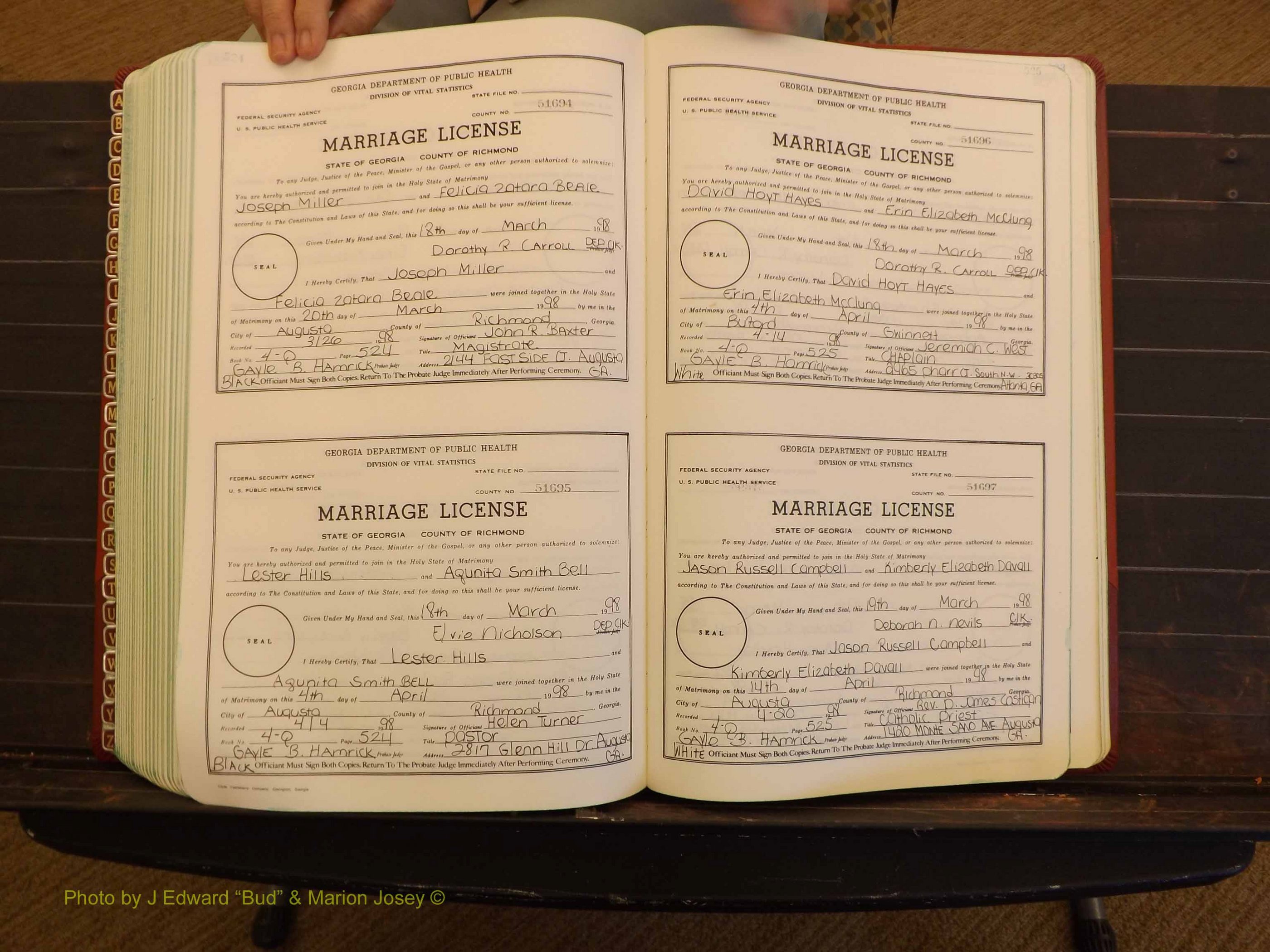 Richmond Marriages, 4Q, 1997-1998 P 524-525.JPG