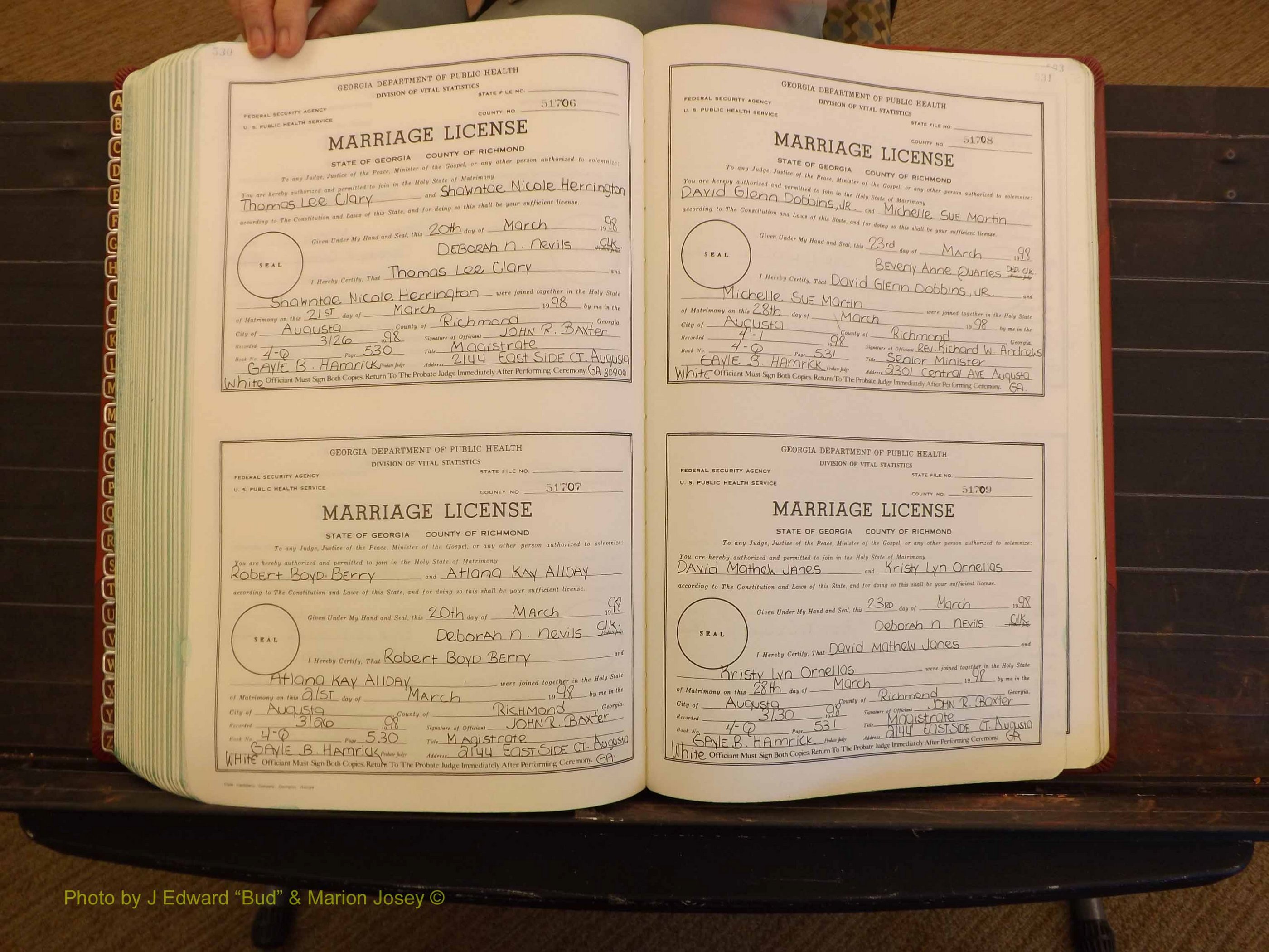 Richmond Marriages, 4Q, 1997-1998 P 530-531.JPG