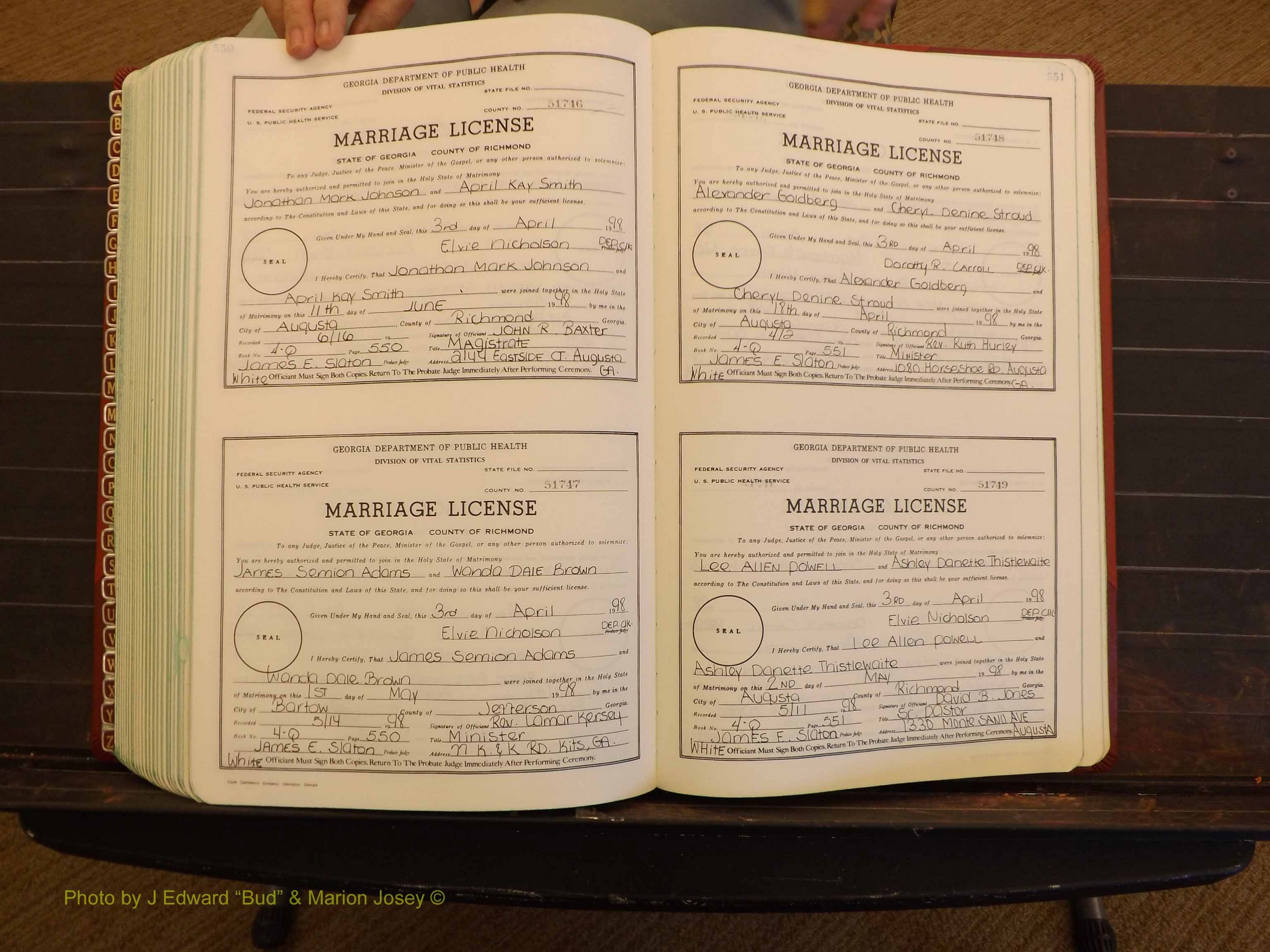 Richmond Marriages, 4Q, 1997-1998 P 550-551.JPG