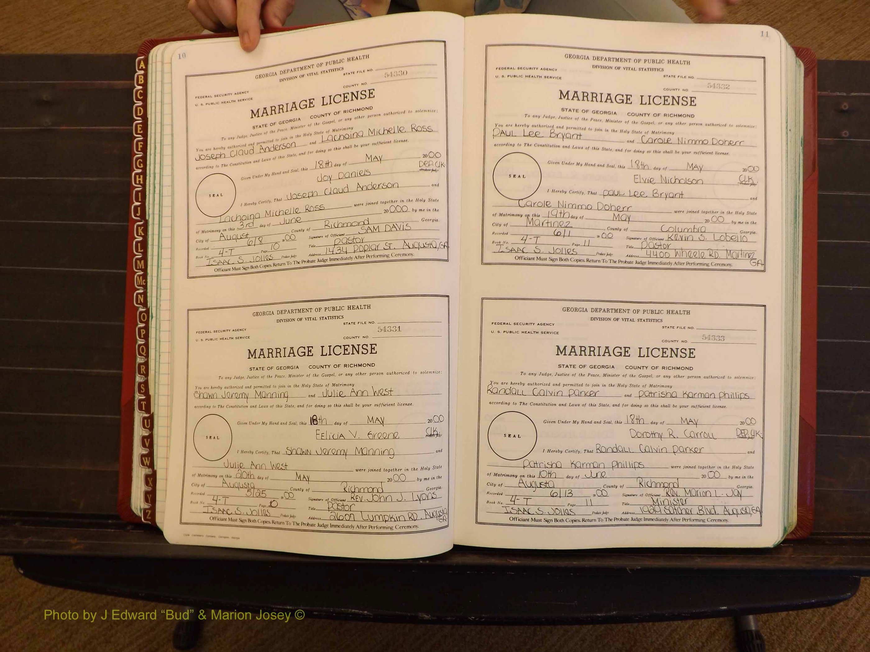 Richmond Marriages, 4 T, 2000-2001 P 010-011.JPG